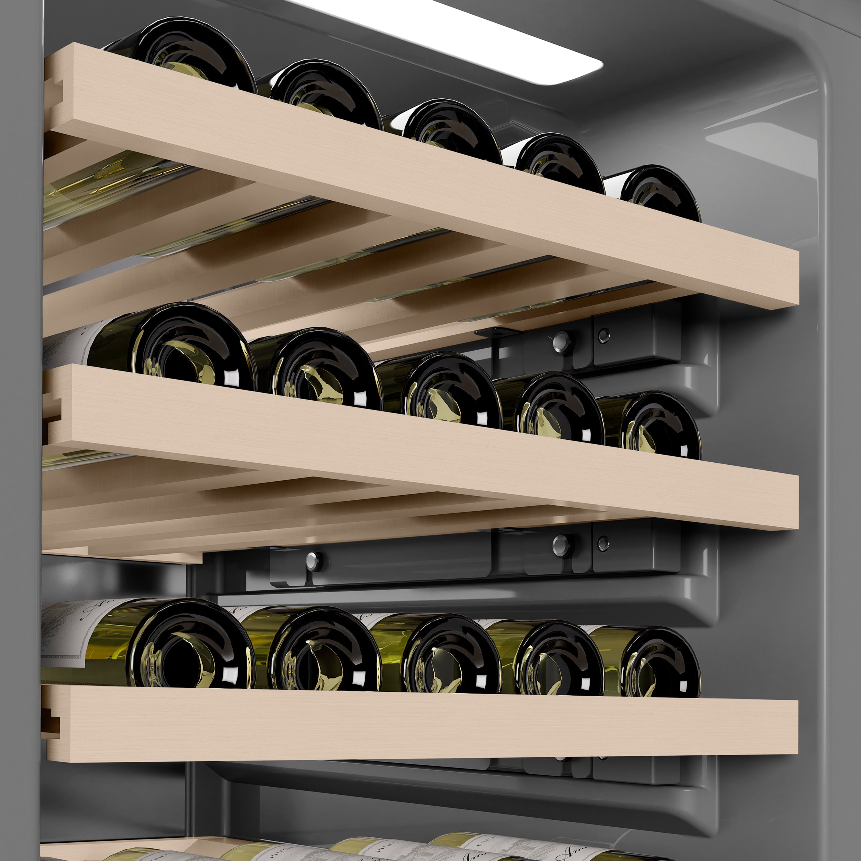 ZLINE 18" 9.0 cu. ft. Triple Zone 68 Bottle Left Hinge Column Wine Cooler in Stainless Steel, RCWVL-304-18