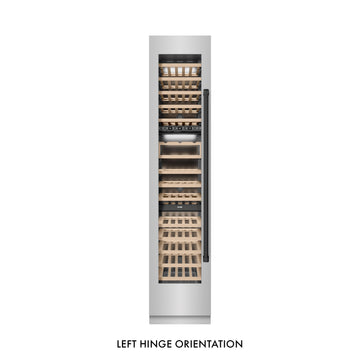 ZLINE Autograph 18" 9.0 cu. ft. Triple Zone 68 Bottle Left Hinge Column Wine Cooler in Stainless Steel with Matte Black Accents, RCWVLZ-30418-MB