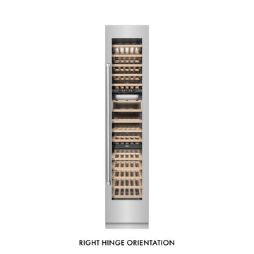 ZLINE 18" 9.0 cu. ft. Triple Zone 68 Bottle Right Hinge Column Wine Cooler in Stainless Steel, RCWVR-304-18