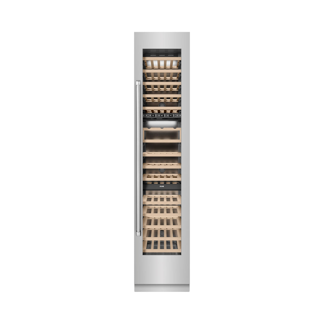 ZLINE 18" 9.0 cu. ft. Triple Zone 68 Bottle Right Hinge Column Wine Cooler in Stainless Steel, RCWVR-304-18