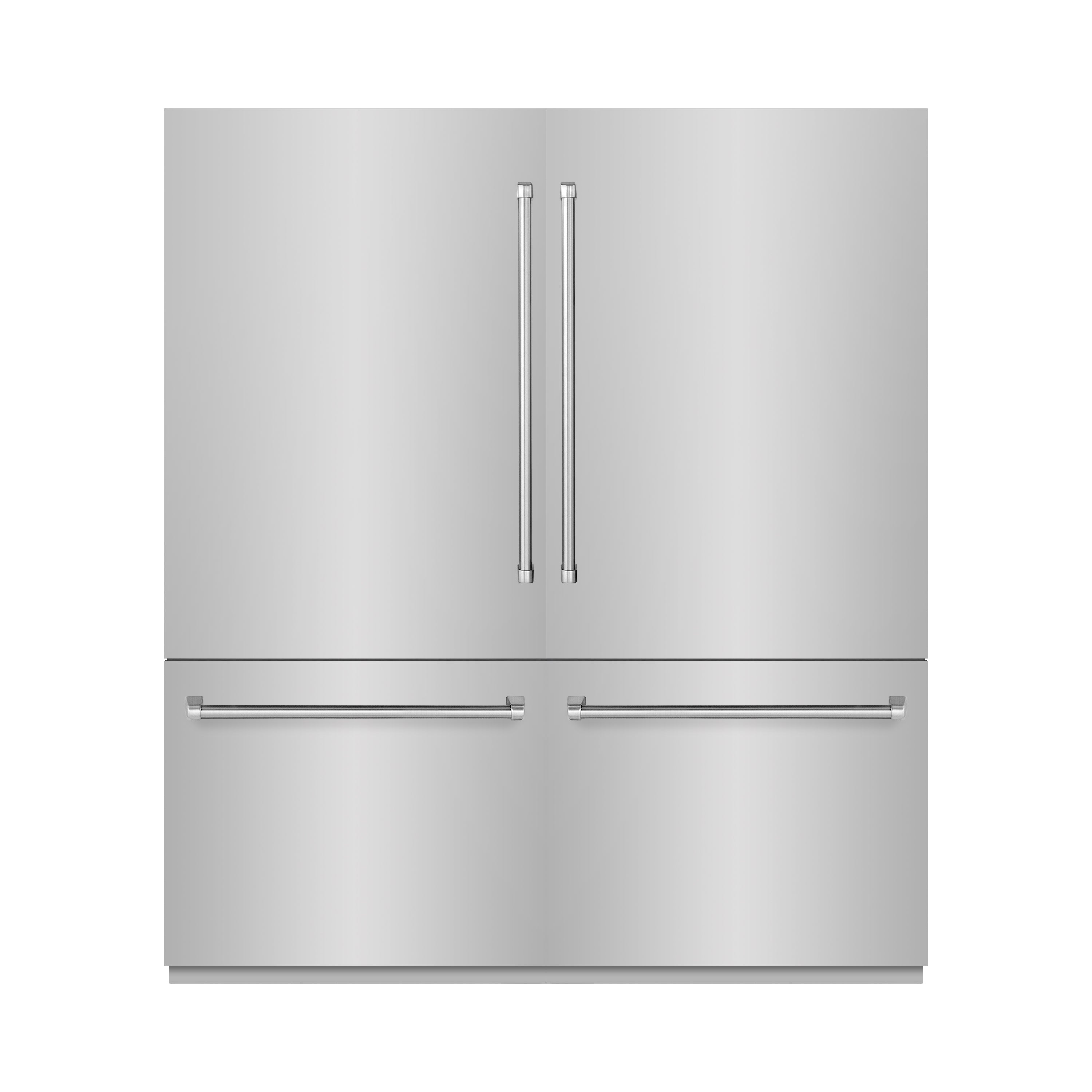 ZLINE 72 Inch French Door Built-In Refrigerator 39.6 Cu. Ft. Bottom Freezer Dual Water Dispensers Ice Makers Stainless Steel Graphite Gray Interior (GRBIT-304-72)