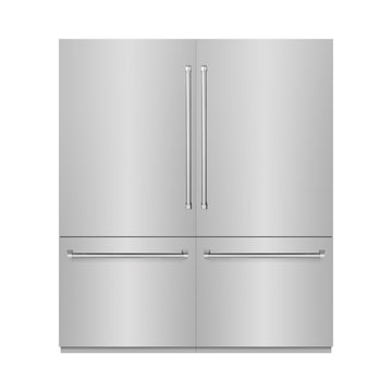 ZLINE 72 Inch French Door Built-In Refrigerator 39.6 Cu. Ft. Bottom Freezer Dual Water Dispensers Ice Makers Stainless Steel Graphite Gray Interior (GRBIT-304-72)