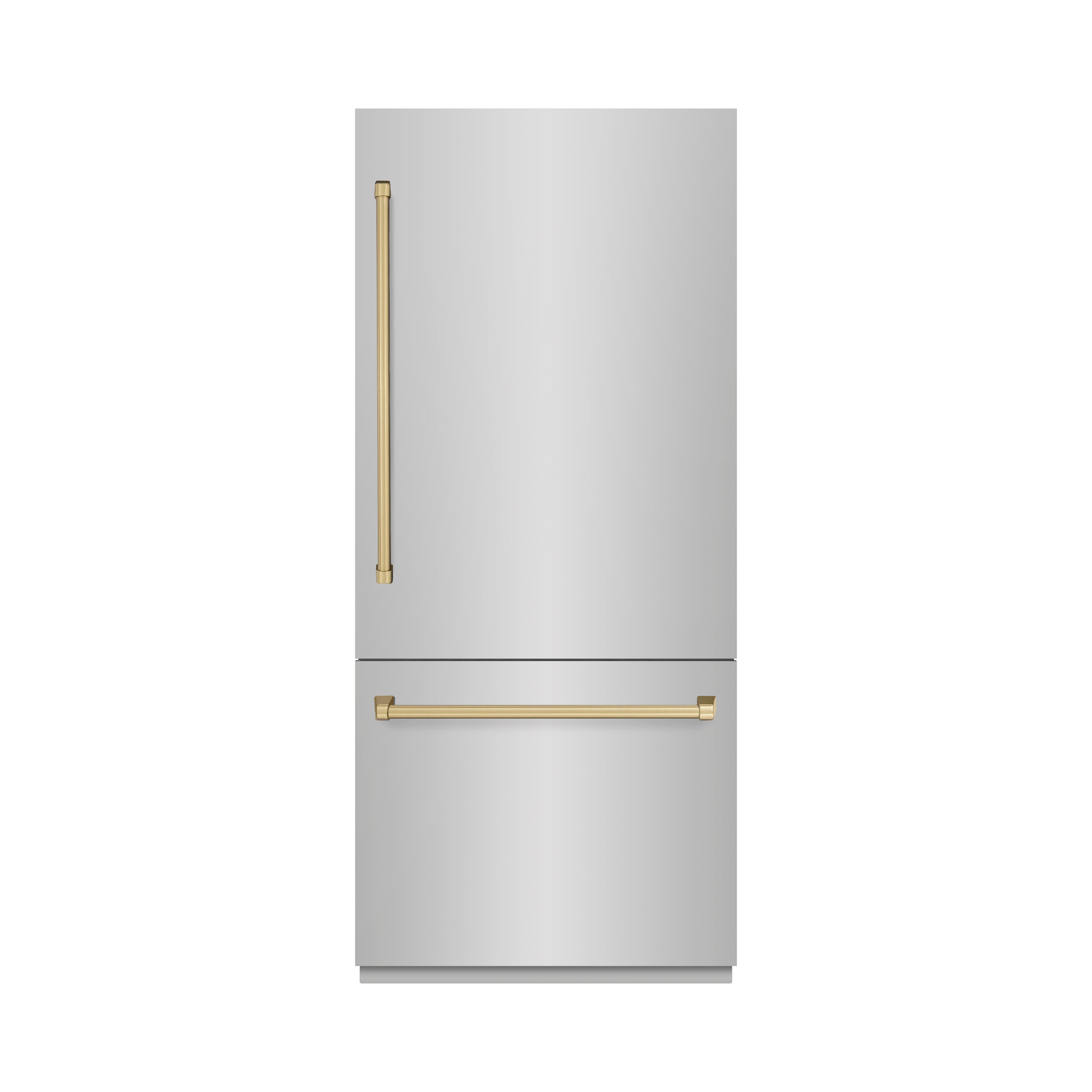 ZLINE 36 in Built-In Bottom Freezer Refrigerator 19.8 cu. ft. Water Dispenser Ice Maker Stainless Steel Champagne Bronze Accents (GRBITZ-304-36CB)