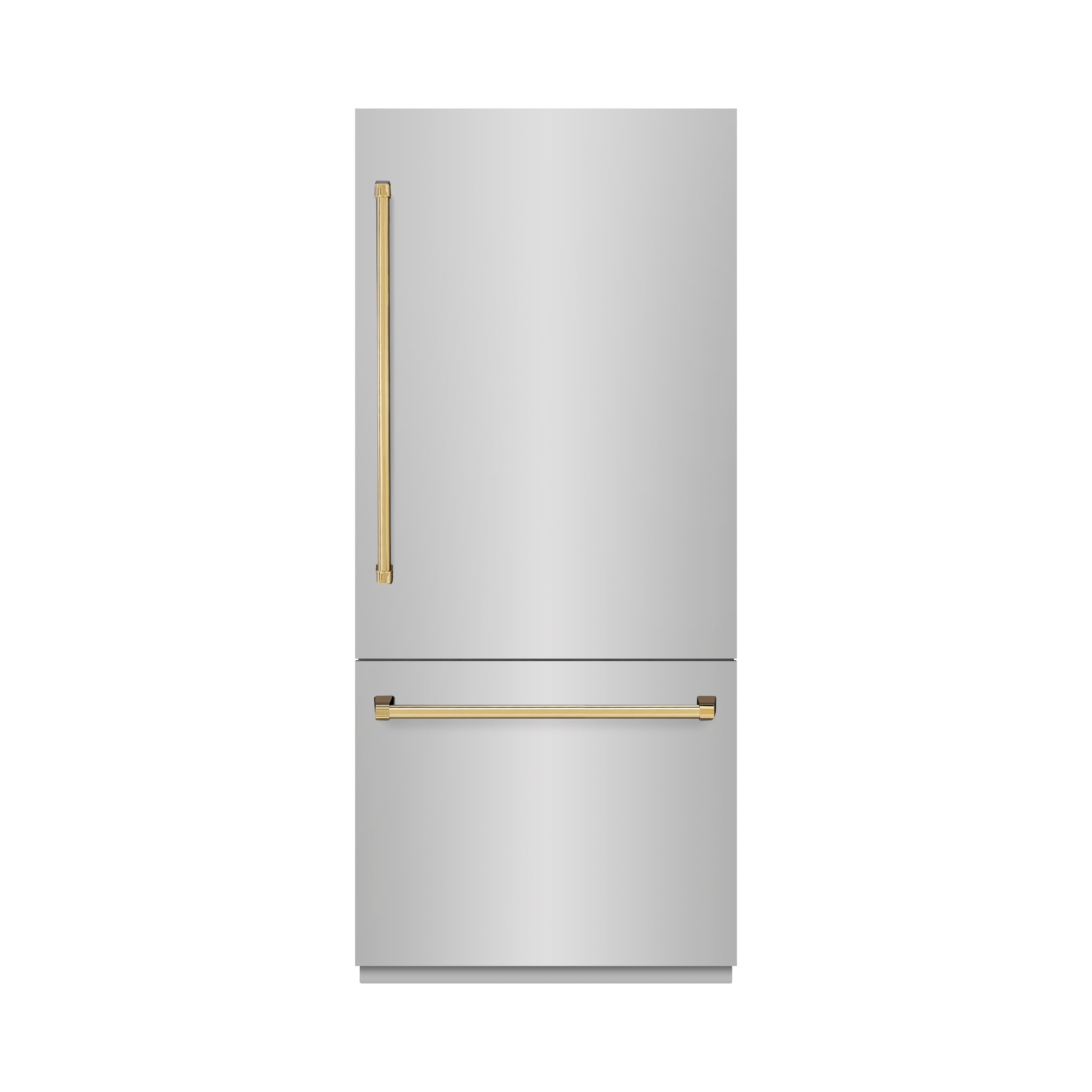 ZLINE 36 in. Built-In Bottom Freezer Refrigerator 19.8 Cu. Ft. Water Dispenser Ice Maker Polished Gold Accents (GRBITZ-304-36G)