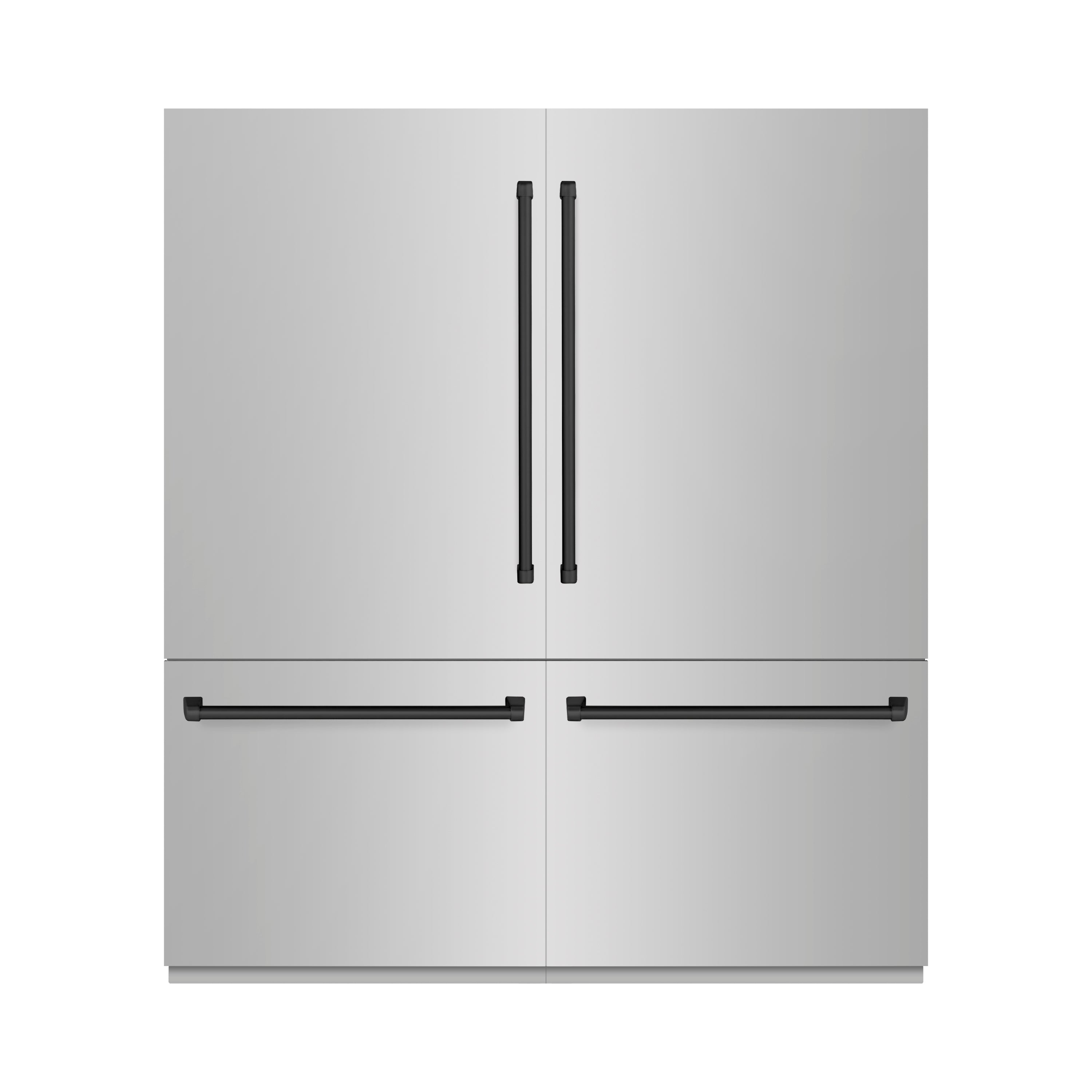 ZLINE 72 in. French Door Built-In Bottom Freezer Refrigerator 39.6 Cu. Ft. Stainless Steel Water Dispensers Ice Makers Matte Black Accents (GRBITZ-304-72MB)
