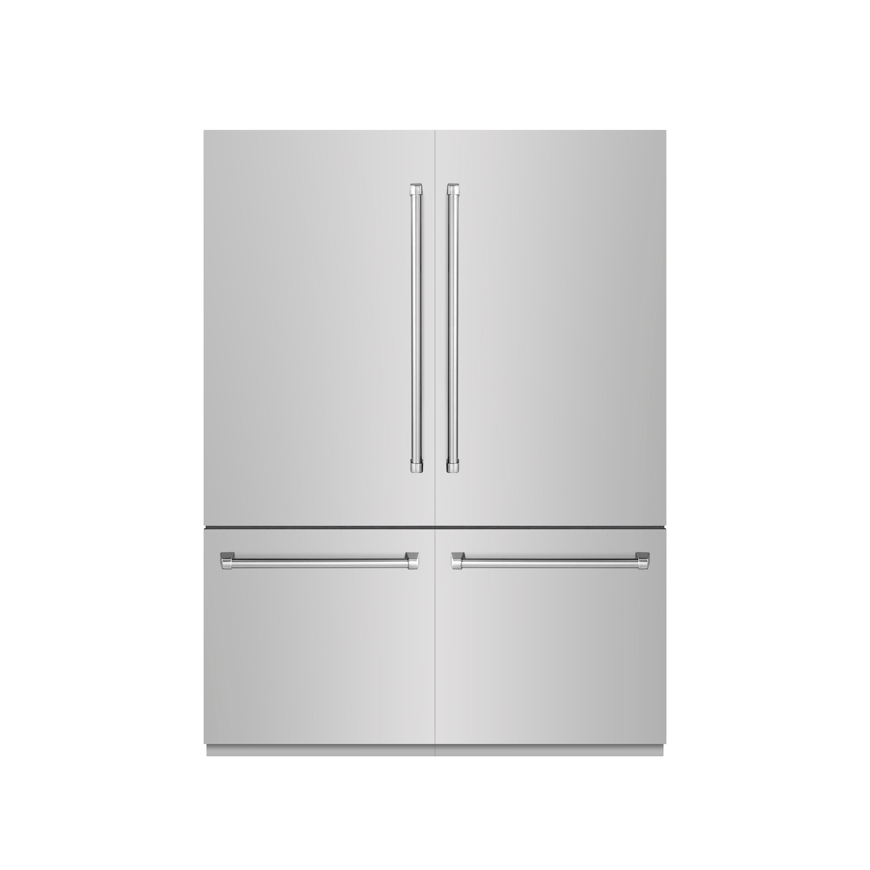 ZLINE 60 in. French Door Built-In Bottom Freezer Refrigerator 32.2 Cu. Ft. with Water Dispensers, Ice Makers, Stainless Steel, Graphite Gray Interior (GRBIV-304-60)