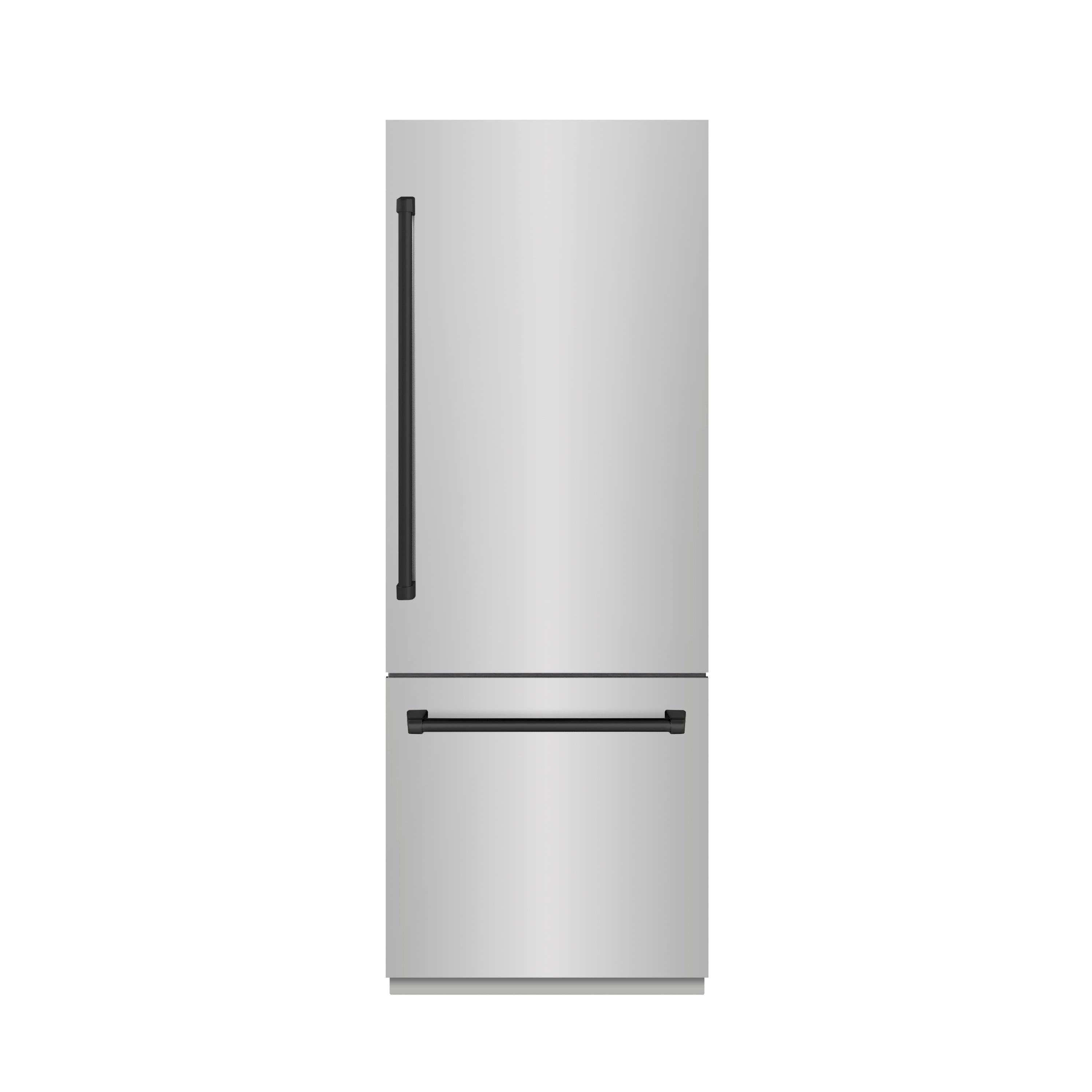 ZLINE 30 in. Built-In Bottom Freezer Refrigerator 16.1 Cu. Ft. with Water Dispenser, Ice Maker, Stainless Steel, Graphite Gray Interior, Matte Black Accents (GRBIVZ-304-30MB)