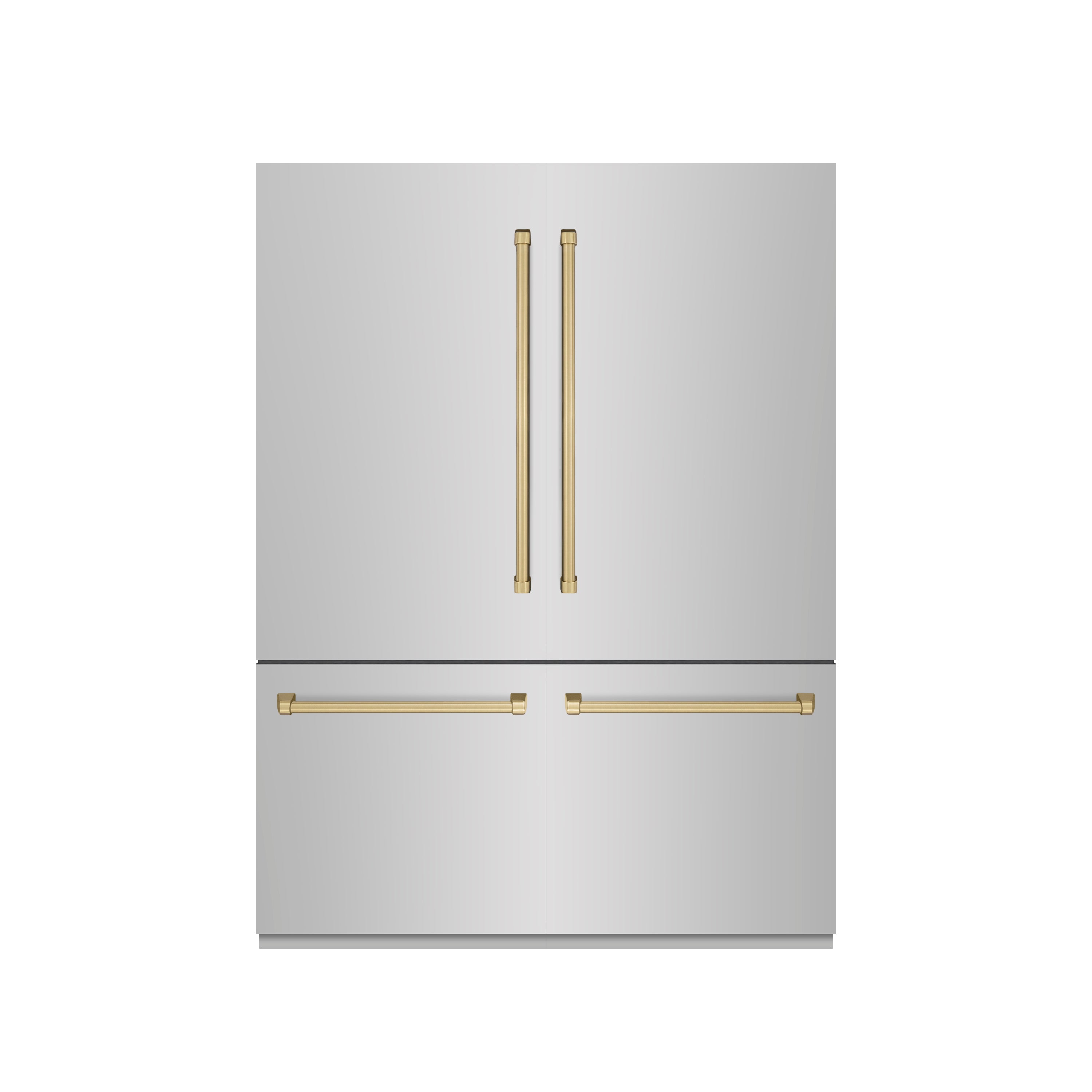 ZLINE 60 in. French Door Built-In Bottom Freezer Refrigerator 32.2 Cu. Ft. Water Dispenser Ice Maker Stainless Steel Graphite Gray Interior Champagne Bronze Accents (GRBIVZ-304-60CB)