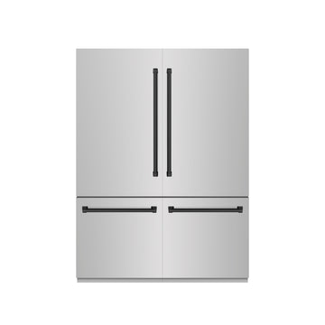 ZLINE 60 in. Built-In French Door Bottom Freezer Refrigerator, 32.2 cu. ft., Water Dispenser, Ice Maker, Stainless Steel, Matte Black Accents (GRBIVZ-304-60MB)
