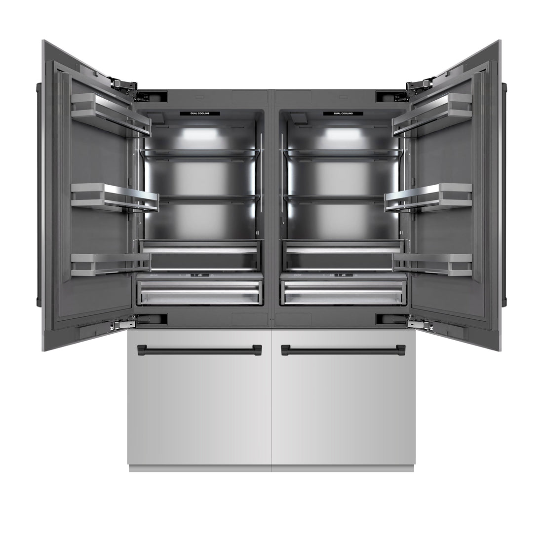 ZLINE 60 in. Built-In French Door Bottom Freezer Refrigerator, 32.2 cu. ft., Water Dispenser, Ice Maker, Stainless Steel, Matte Black Accents (GRBIVZ-304-60MB)