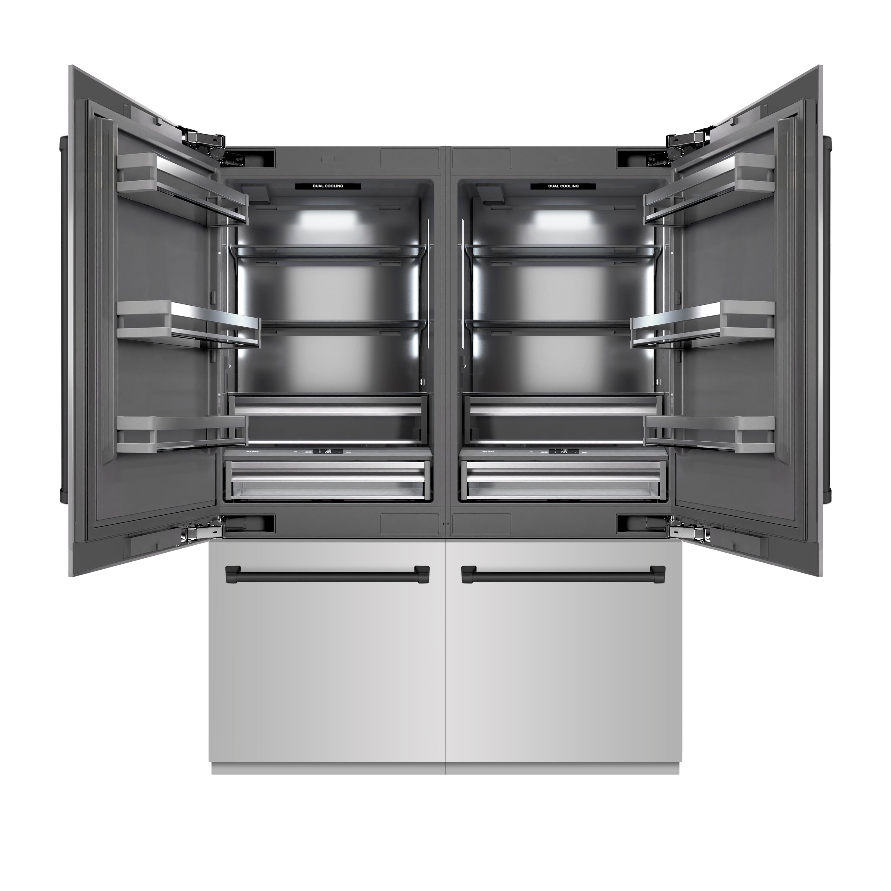 ZLINE 60 in. Built-In French Door Bottom Freezer Refrigerator, 32.2 cu. ft., Water Dispenser, Ice Maker, Stainless Steel, Matte Black Accents (GRBIVZ-304-60MB)