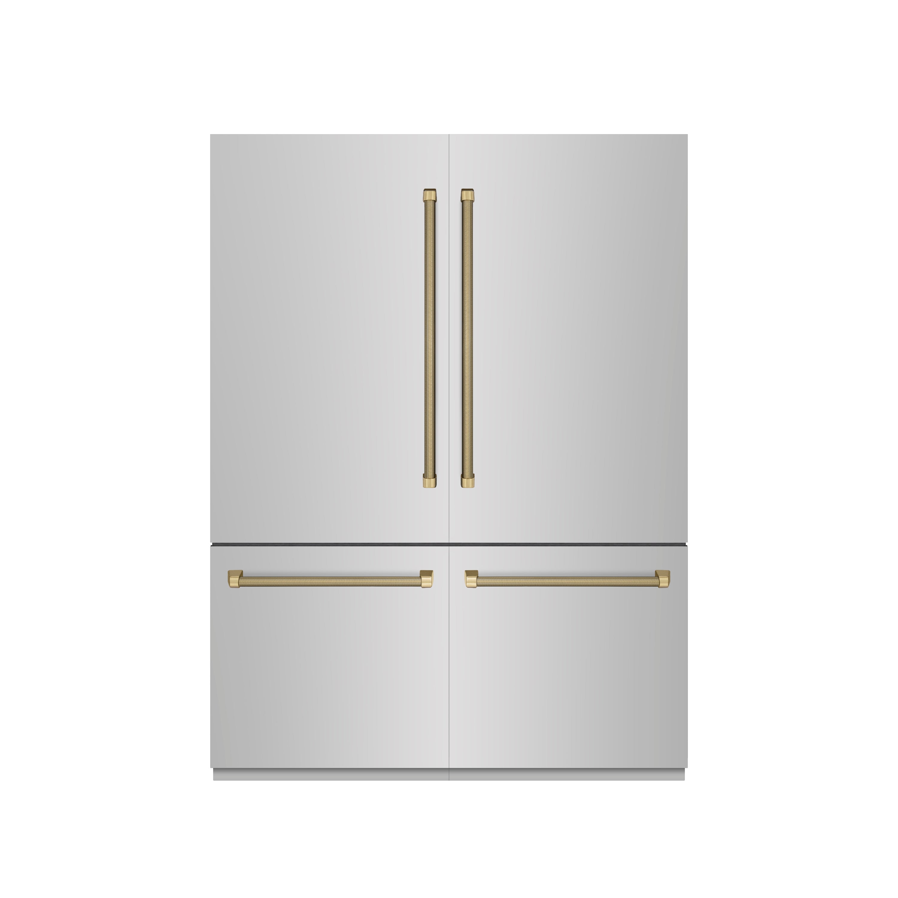 ZLINE 60 in. French Door Built-In Bottom Freezer Refrigerator 32.2 cu. ft. Stainless Steel Graphite Gray Interior Champagne Bronze Handles (GRBIVZ-30460KCB)
