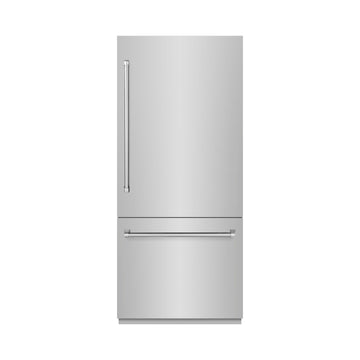 ZLINE 36 in. Built-In Bottom Freezer Refrigerator 19.8 cu. ft. with Water Dispenser & Ice Maker, Stainless Steel (RBIT-304-36)