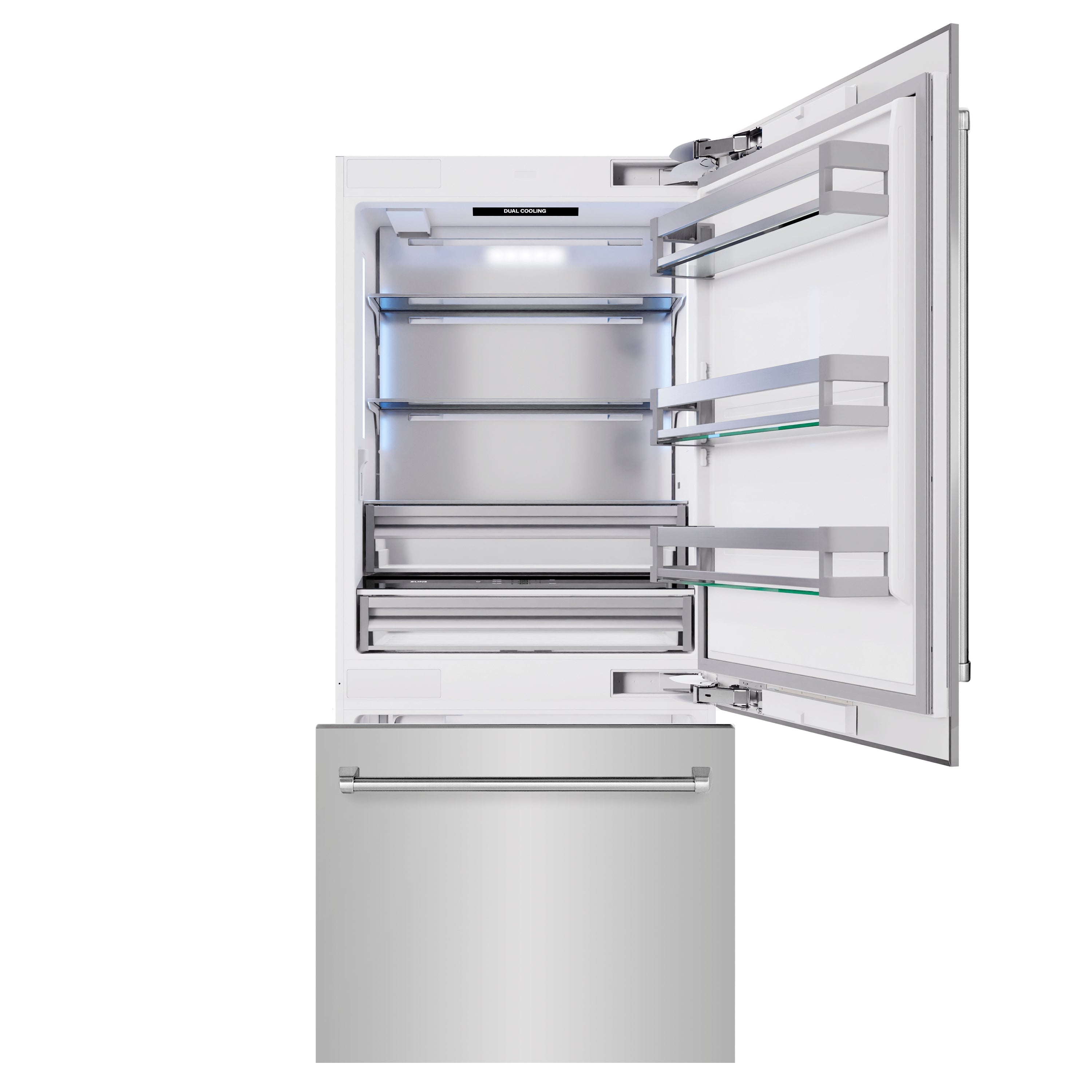 ZLINE 36 in. Built-In Bottom Freezer Refrigerator 19.8 cu. ft. with Water Dispenser & Ice Maker, Stainless Steel (RBIT-304-36)