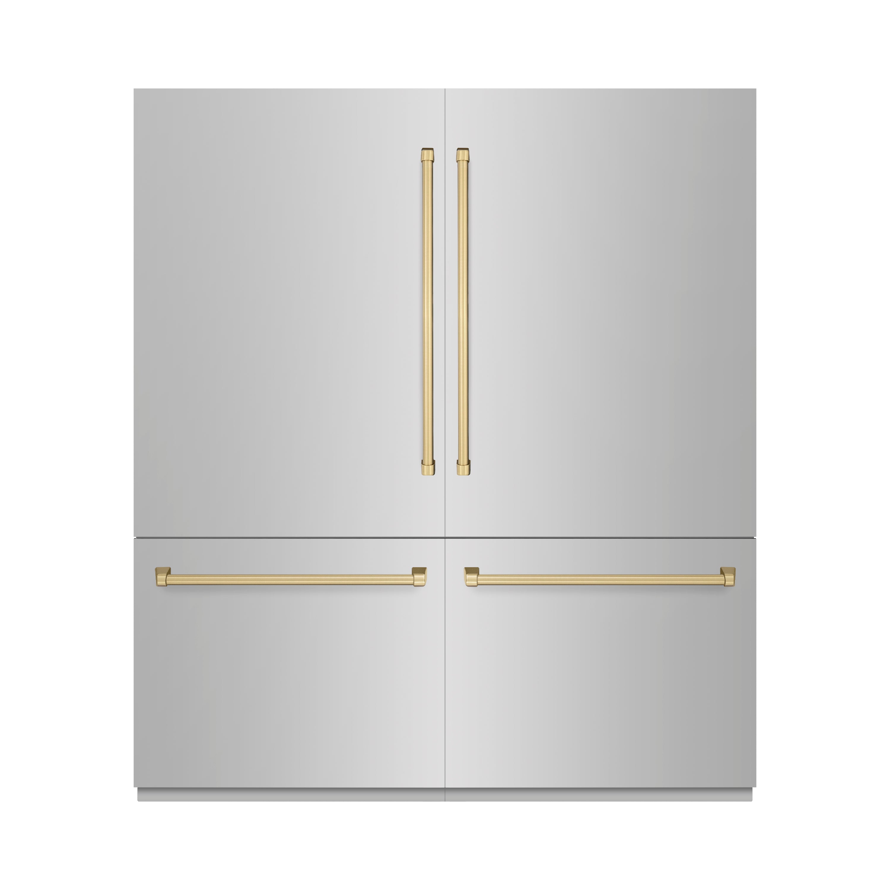 ZLINE 72 in. French Door Built-In Bottom Freezer Refrigerator 39.6 cu. ft. with Water Dispensers, Ice Makers, Stainless Steel, Champagne Bronze Accents (RBITZ-304-72CB)