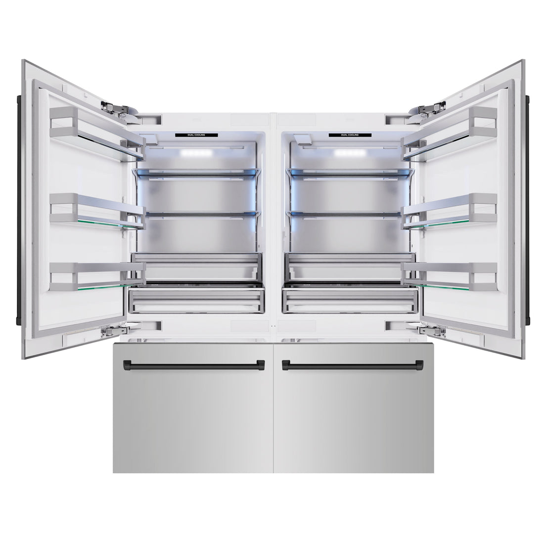 ZLINE 72 Inch French Door Built-In Bottom Freezer Refrigerator 39.6 Cu. Ft. with Water Dispensers, Ice Makers, Matte Black Accents (RBITZ-304-72MB)