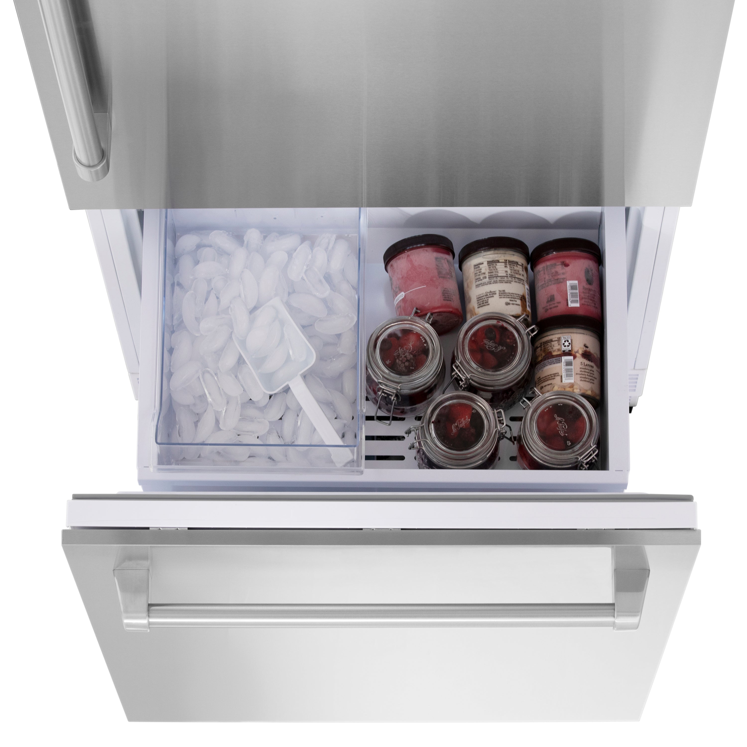 ZLINE 30 in. Built-In Bottom Freezer Refrigerator 16.1 cu. ft. 2-Door Internal Water & Ice Dispenser Stainless Steel (RBIV-304-30)