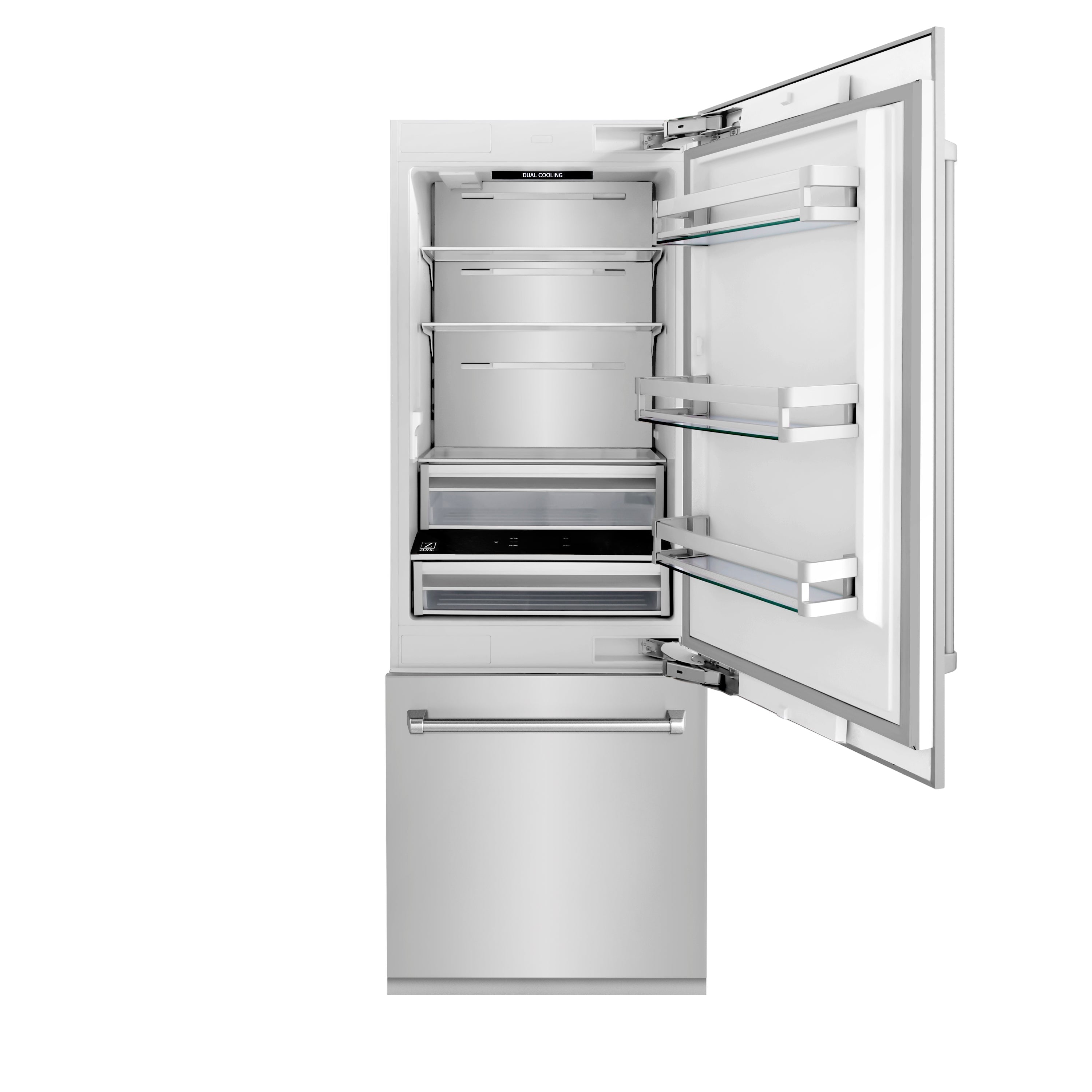 ZLINE 30 in. Built-In Bottom Freezer Refrigerator 16.1 cu. ft. 2-Door Internal Water & Ice Dispenser Stainless Steel (RBIV-304-30)