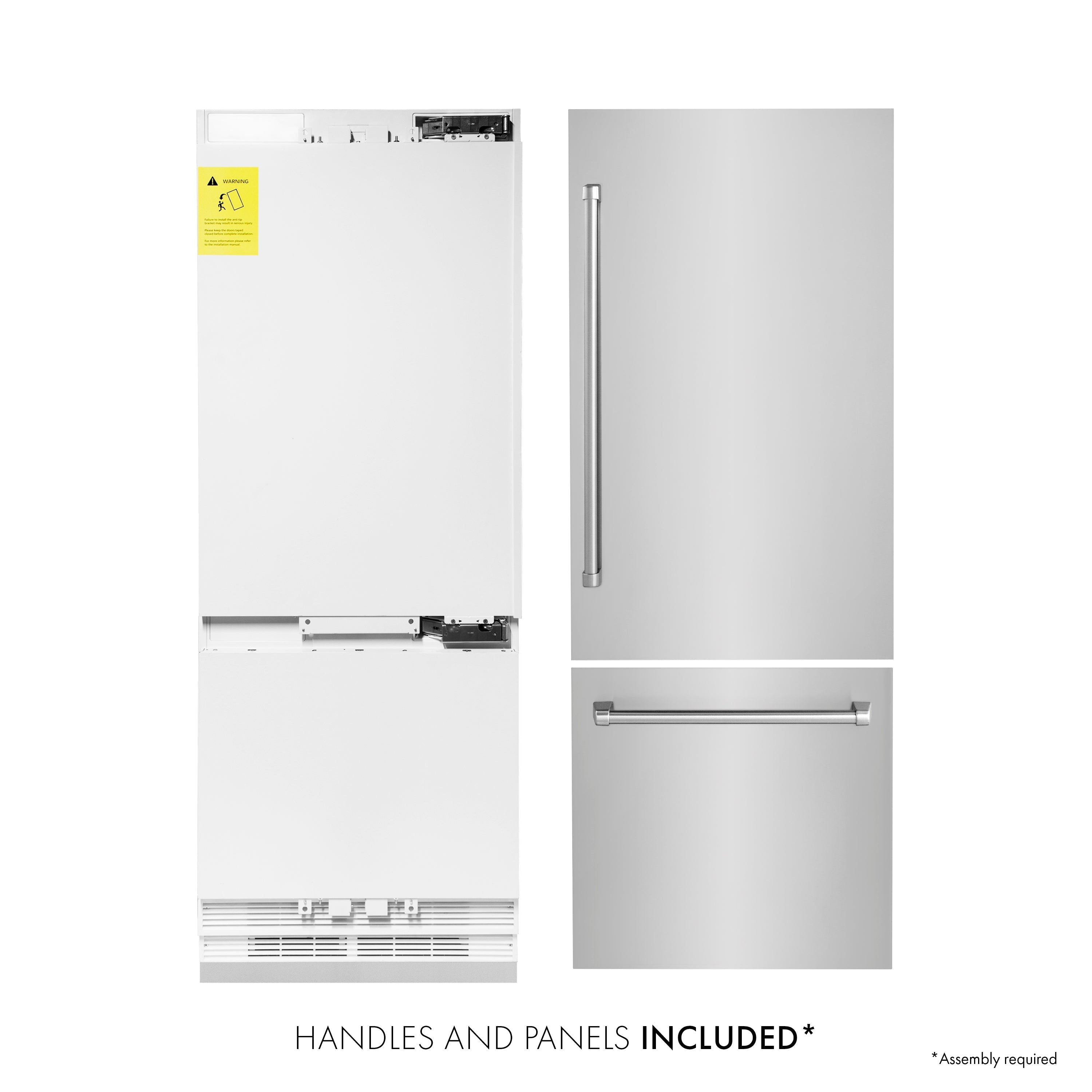 ZLINE 30 in. Built-In Bottom Freezer Refrigerator 16.1 cu. ft. 2-Door Internal Water & Ice Dispenser Stainless Steel (RBIV-304-30)