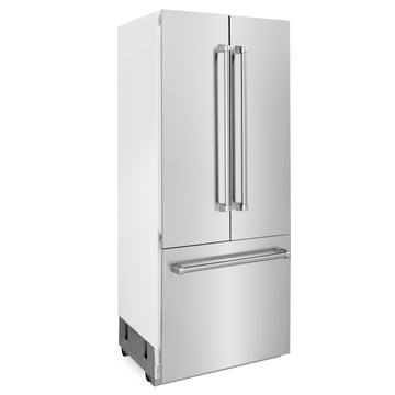 ZLINE Kitchen and Bath 36 Inch Built-In French Door Refrigerator 19.6 cu. ft. Capacity Stainless Steel Internal Water & Ice Dispenser (RBIV-304-36)
