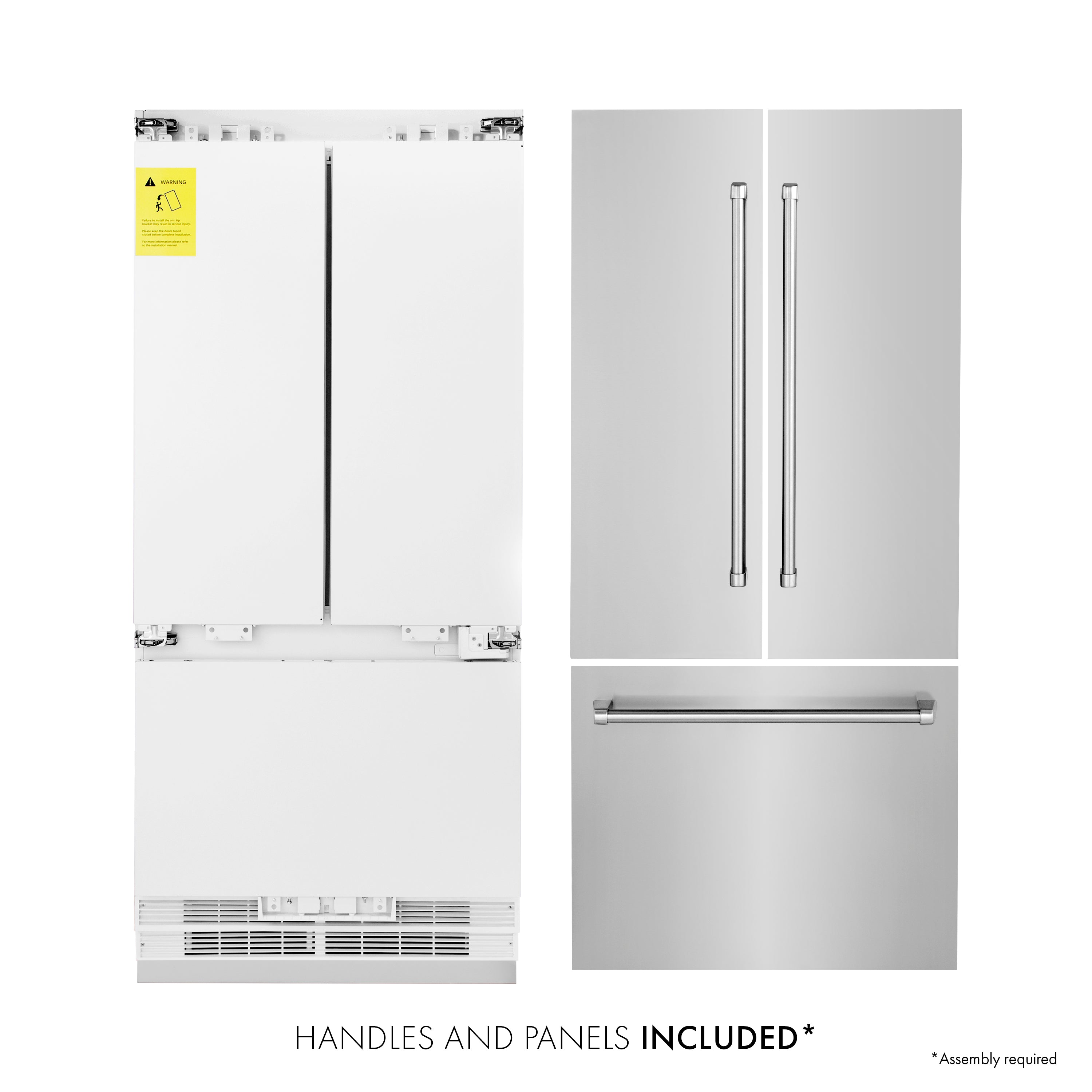 ZLINE Kitchen and Bath 36 Inch Built-In French Door Refrigerator 19.6 cu. ft. Capacity Stainless Steel Internal Water & Ice Dispenser (RBIV-304-36)