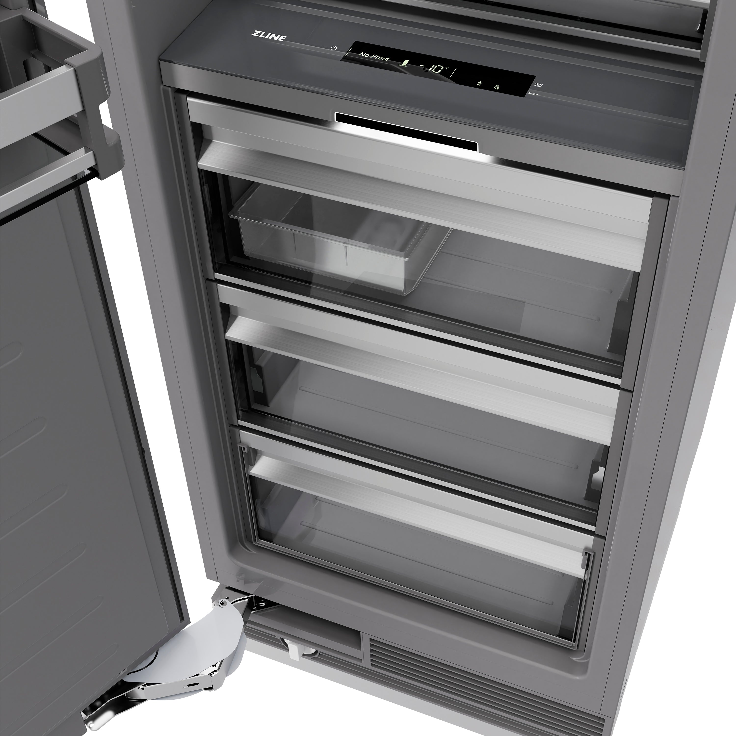 ZLINE 18" 8.6 cu. ft. Left Hinge Column Freezer in White Matte with Graphite Gray Interior, RCFVL-WM-18