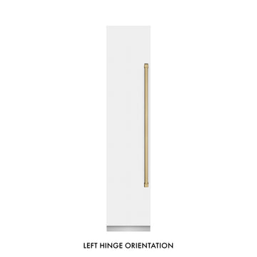 ZLINE Autograph 18" 8.6 cu. ft. Left Hinge Column Freezer in White Matte with Graphite Gray Interior and Champagne Bronze Accents, RCFVLZ-WM-18-CB
