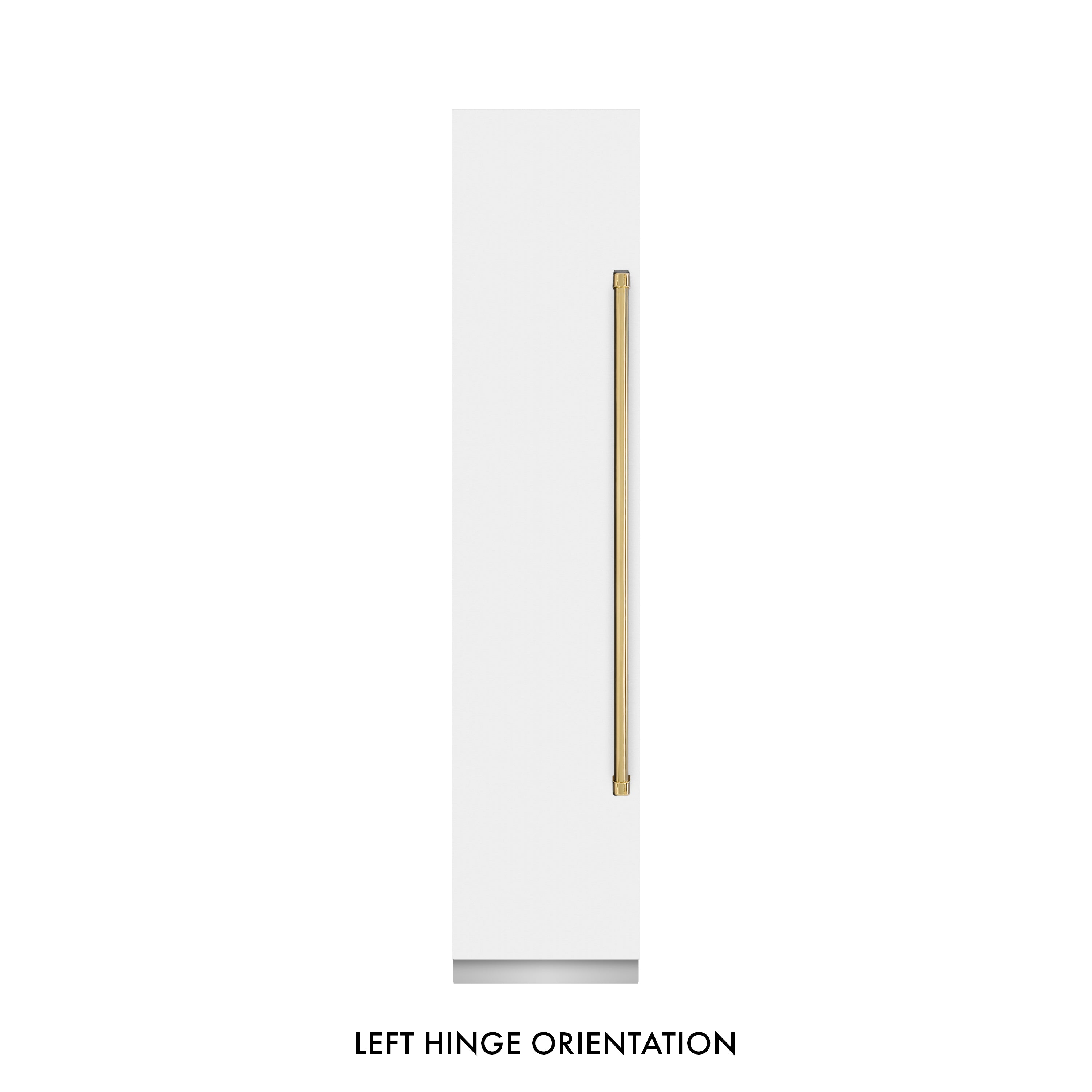 ZLINE Autograph 18" 8.6 cu. ft. Left Hinge Column Freezer in White Matte with Graphite Gray Interior and Polished Gold Accents, RCFVLZ-WM-18-G