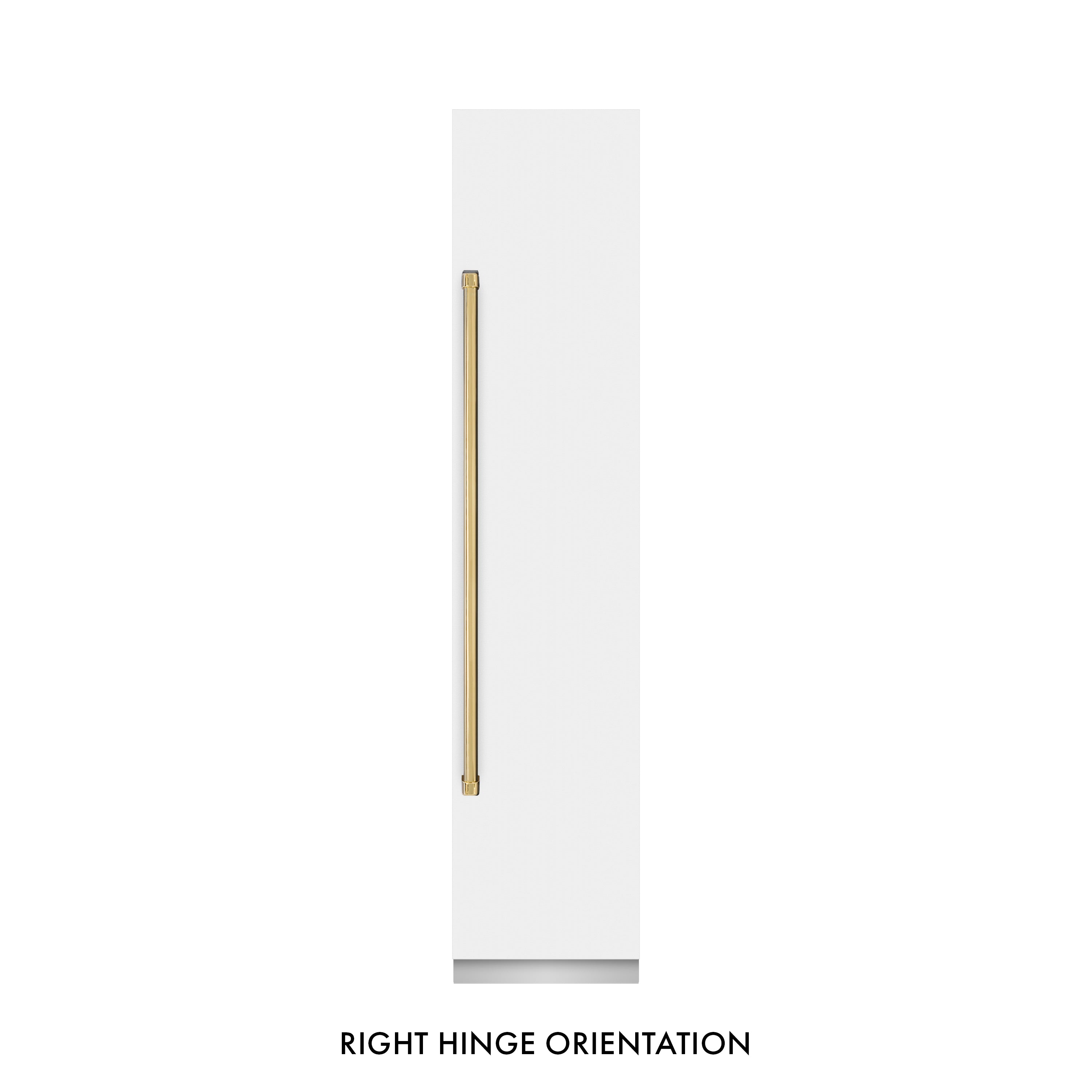 ZLINE Autograph 18" 8.6 cu. ft. Right Hinge Column Freezer in White Matte with Graphite Gray Interior and Polished Gold Accents, RCFVRZ-WM-18-G