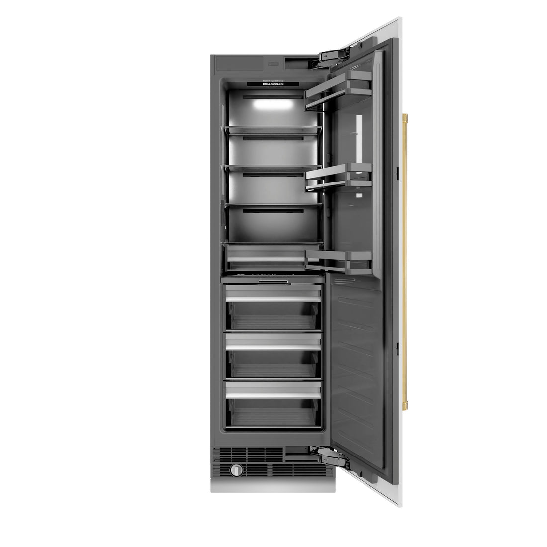 ZLINE 24 in. Column Refrigerator 12.5 cu. ft. White Matte Graphite Gray Interior Polished Gold Accents (RCRVZ-WM-24-G)