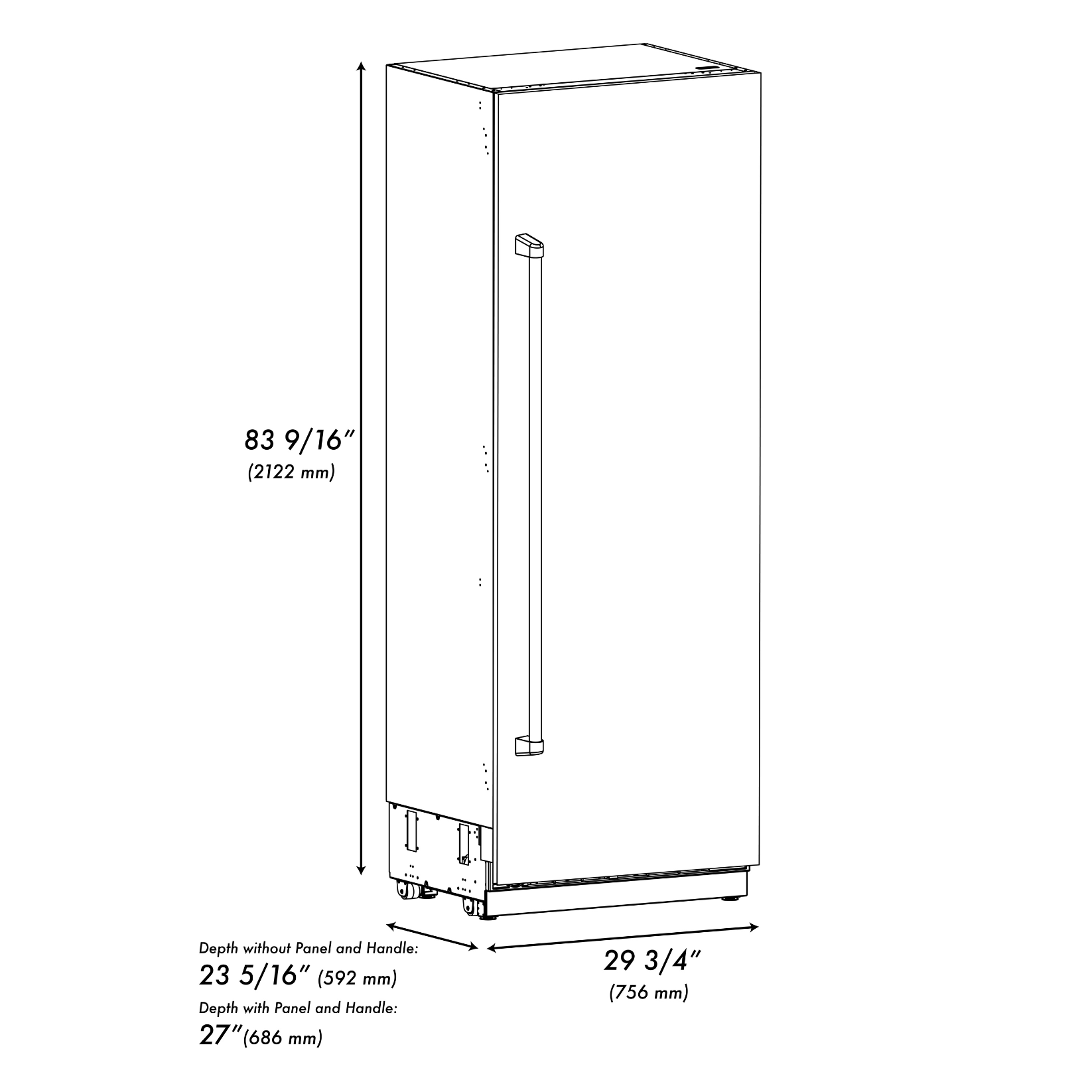ZLINE 30 in. Column Refrigerator 16.7 cu. ft. White Matte with Graphite Gray Interior & Champagne Bronze Accents (RCRVZ-WM-30-CB)