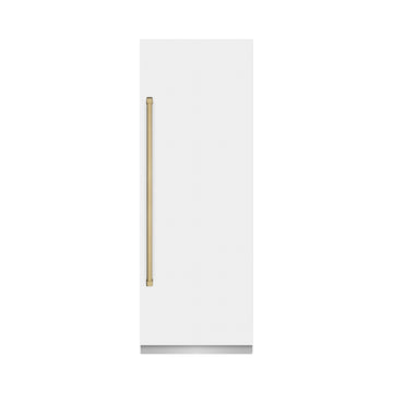 ZLINE 30 in. Column Refrigerator 16.7 cu. ft. White Matte with Graphite Gray Interior & Champagne Bronze Accents (RCRVZ-WM-30-CB)