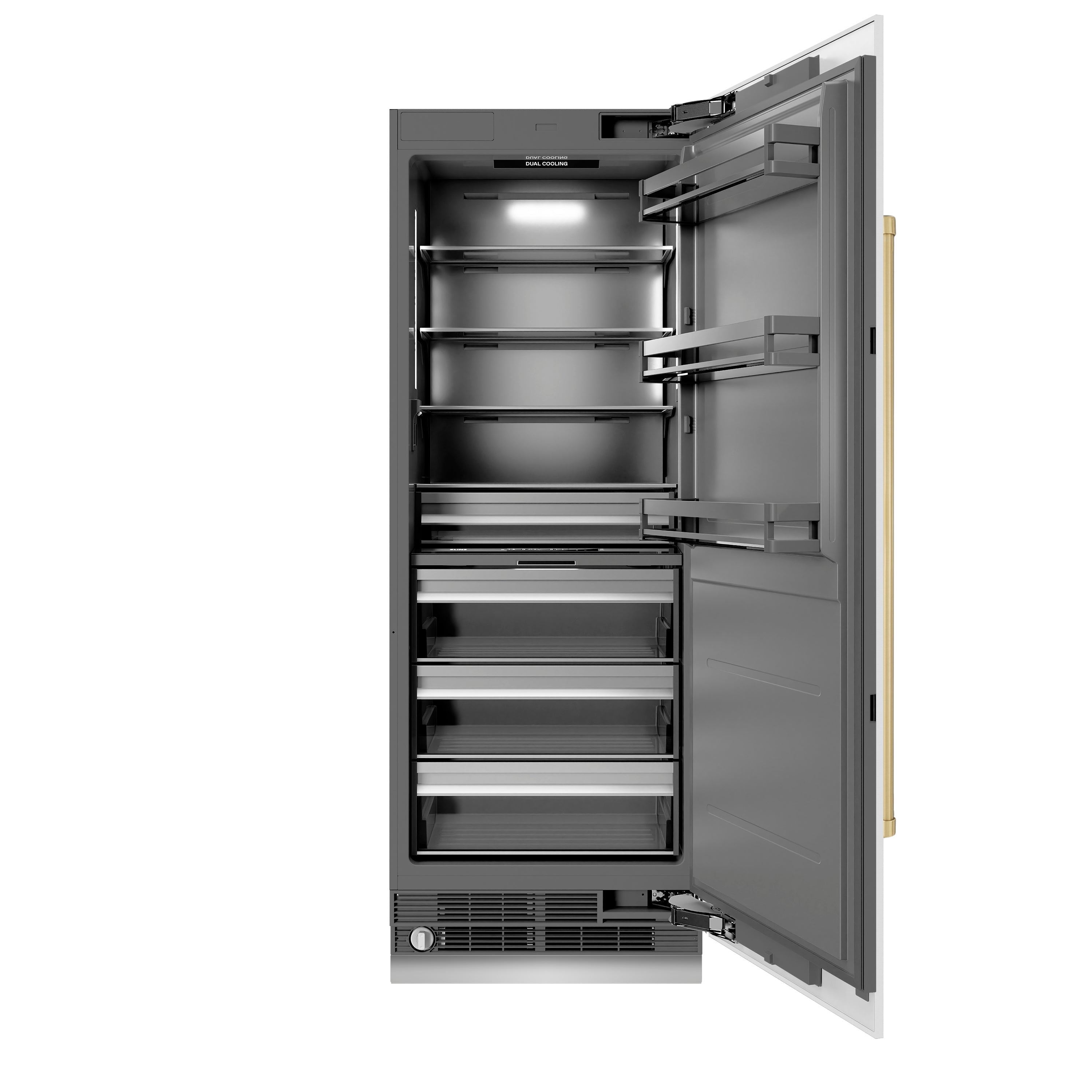 ZLINE 30 in. Column Refrigerator 16.7 cu. ft. White Matte with Graphite Gray Interior & Champagne Bronze Accents (RCRVZ-WM-30-CB)