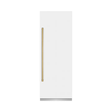 ZLINE 30 in. Column Refrigerator 16.7 cu. ft. White Matte, Graphite Gray Interior, Polished Gold Accents (RCRVZ-WM-30-G)