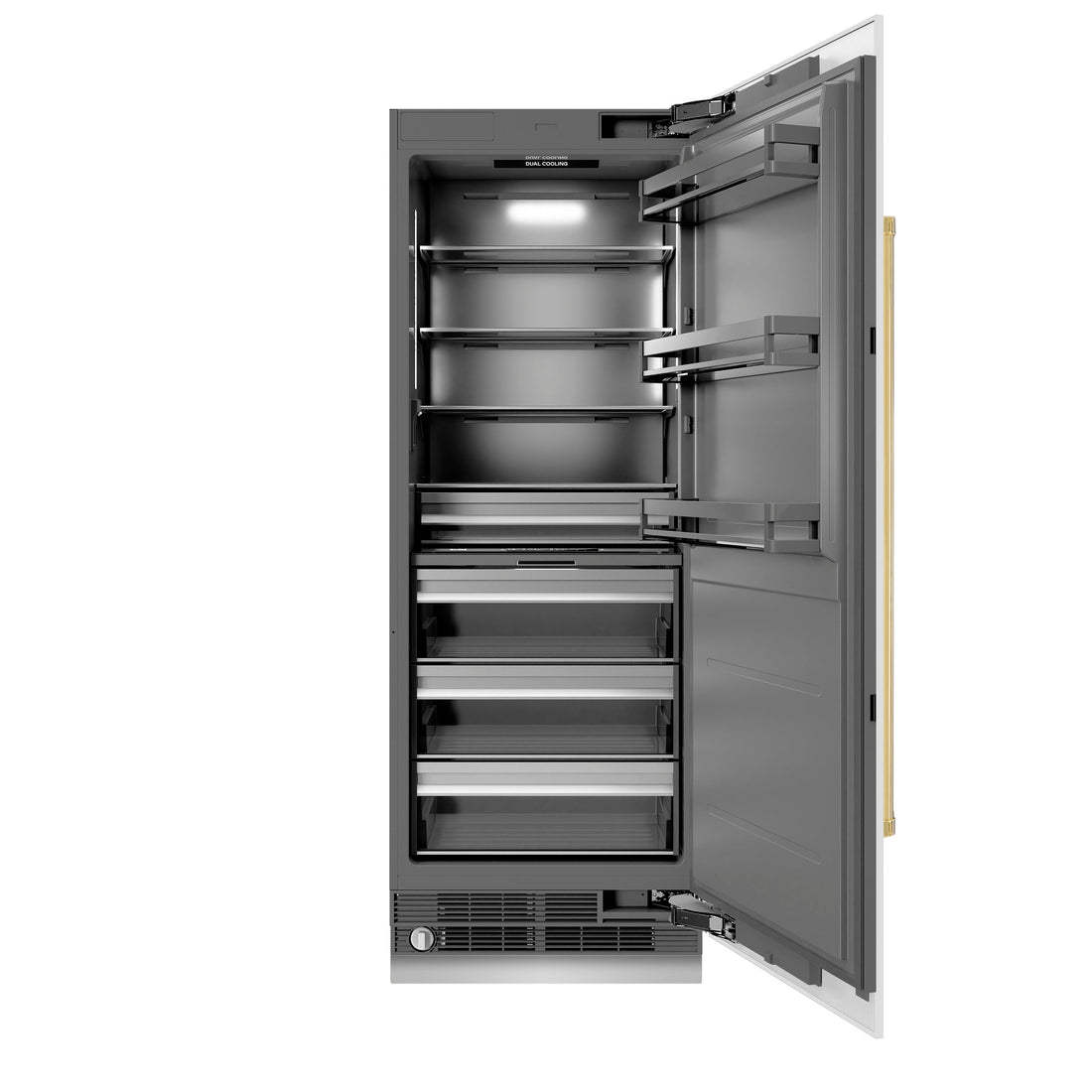 ZLINE 30 in. Column Refrigerator 16.7 cu. ft. White Matte, Graphite Gray Interior, Polished Gold Accents (RCRVZ-WM-30-G)