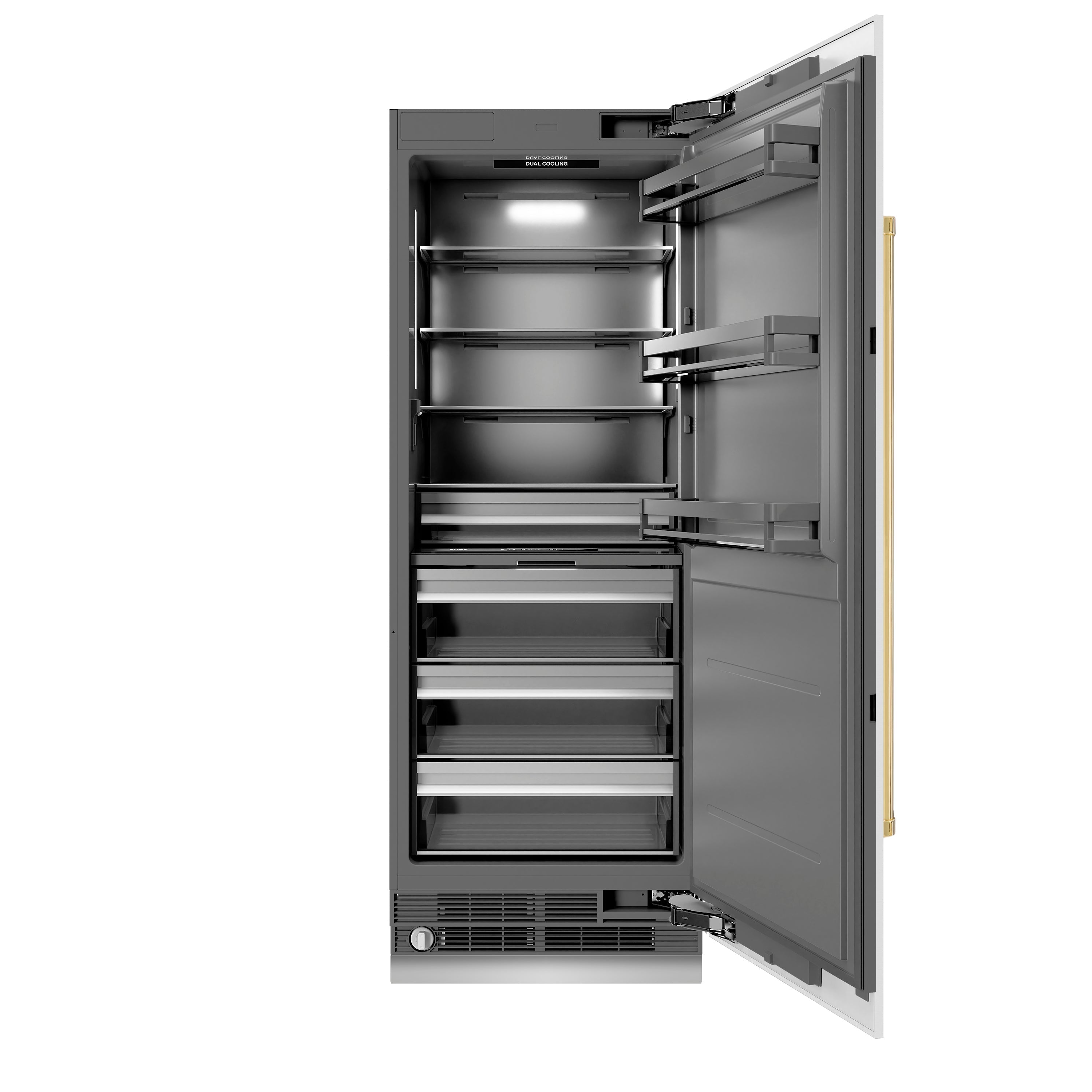 ZLINE 30 in. Column Refrigerator 16.7 cu. ft. White Matte, Graphite Gray Interior, Polished Gold Accents (RCRVZ-WM-30-G)