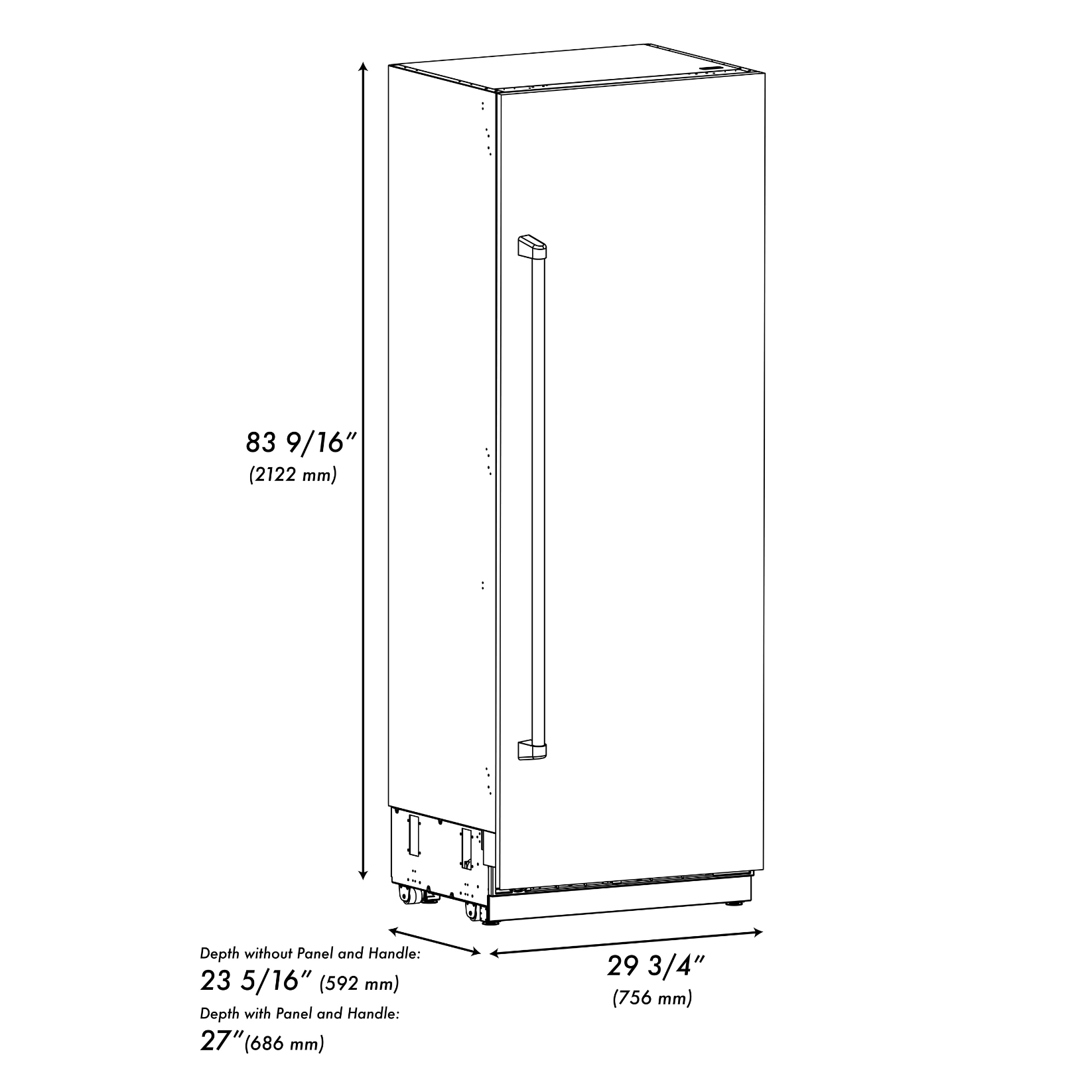 ZLINE 30 in. Column Refrigerator 16.7 cu. ft. White Matte Graphite Gray Interior Matte Black Accents (RCRVZ-WM-30-MB)