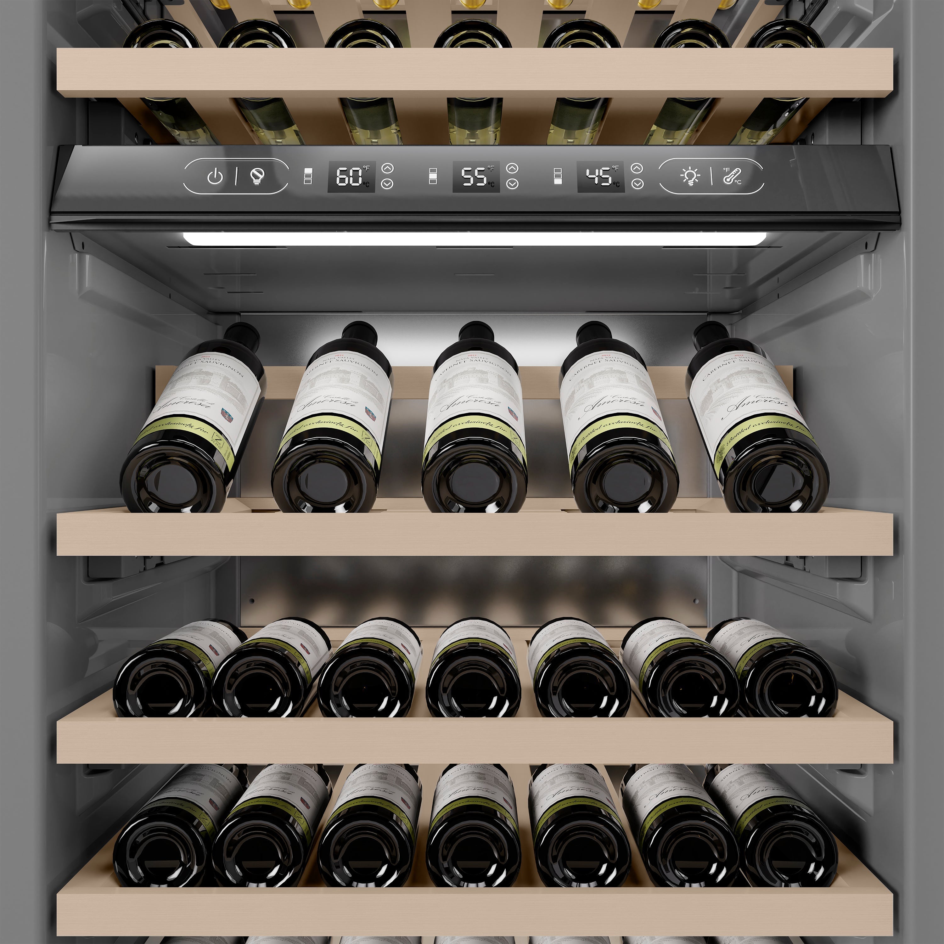 ZLINE 24" 12.4 cu. ft. Triple Zone 100 Bottle Column Wine Cooler in White Matte, RCWV-WM-24