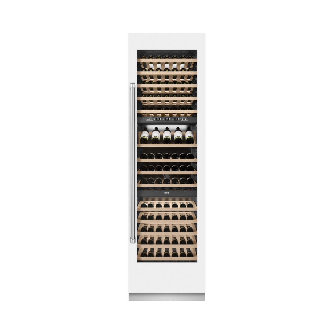 ZLINE 24" 12.4 cu. ft. Triple Zone 100 Bottle Column Wine Cooler in White Matte, RCWV-WM-24
