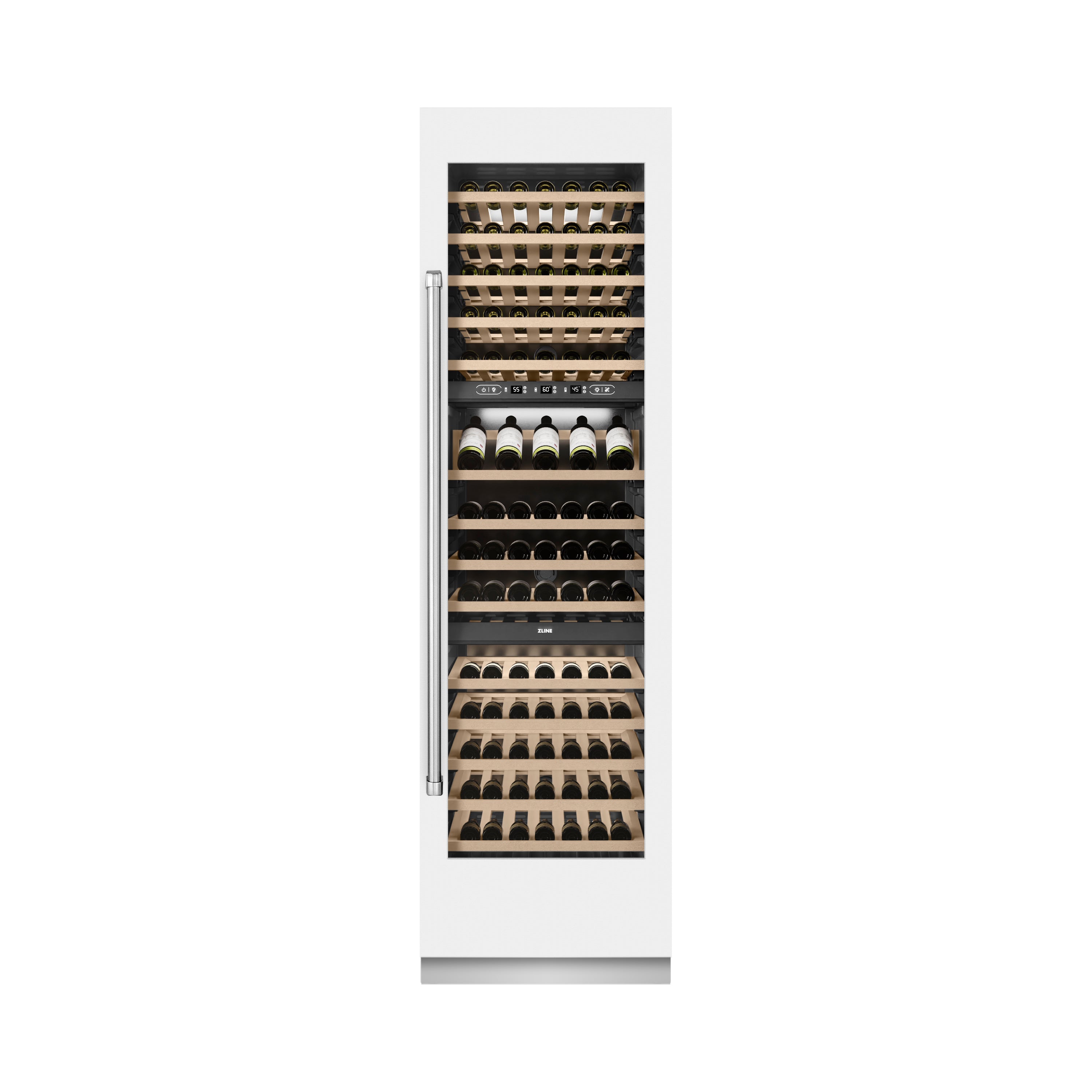 ZLINE 24" 12.4 cu. ft. Triple Zone 100 Bottle Column Wine Cooler in White Matte, RCWV-WM-24