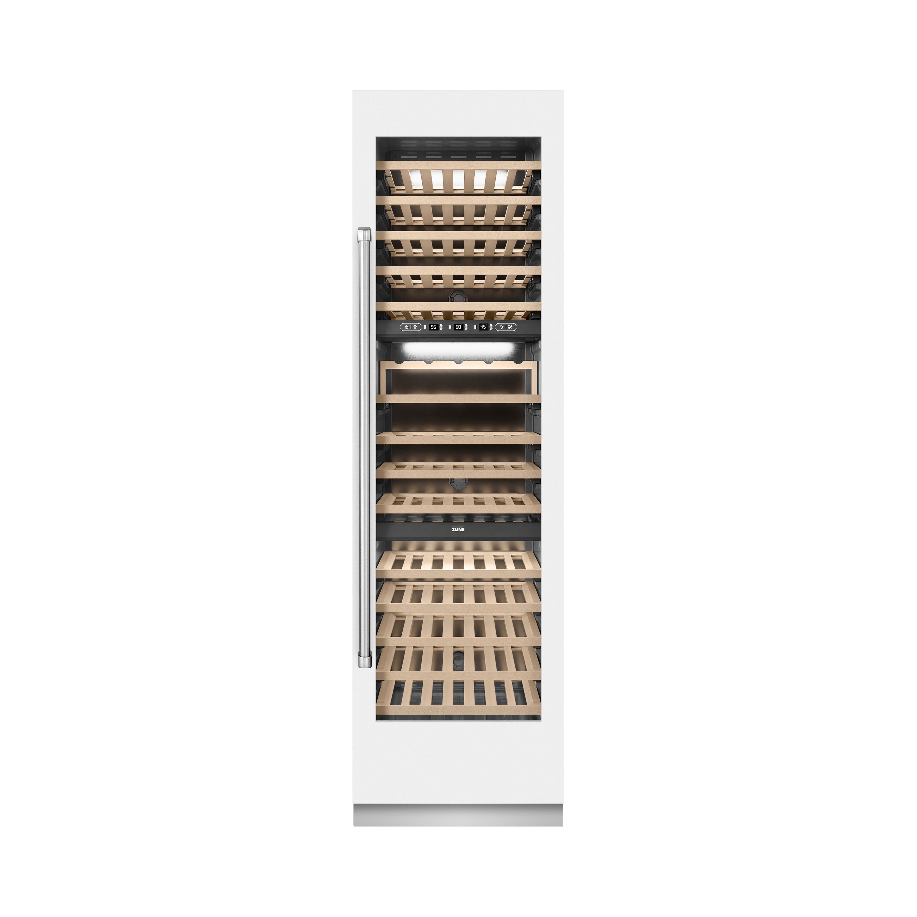 ZLINE 24" 12.4 cu. ft. Triple Zone 100 Bottle Column Wine Cooler in White Matte, RCWV-WM-24