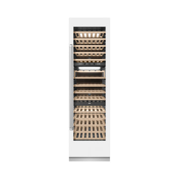 ZLINE 24" 12.4 cu. ft. Triple Zone 100 Bottle Column Wine Cooler in White Matte, RCWV-WM-24