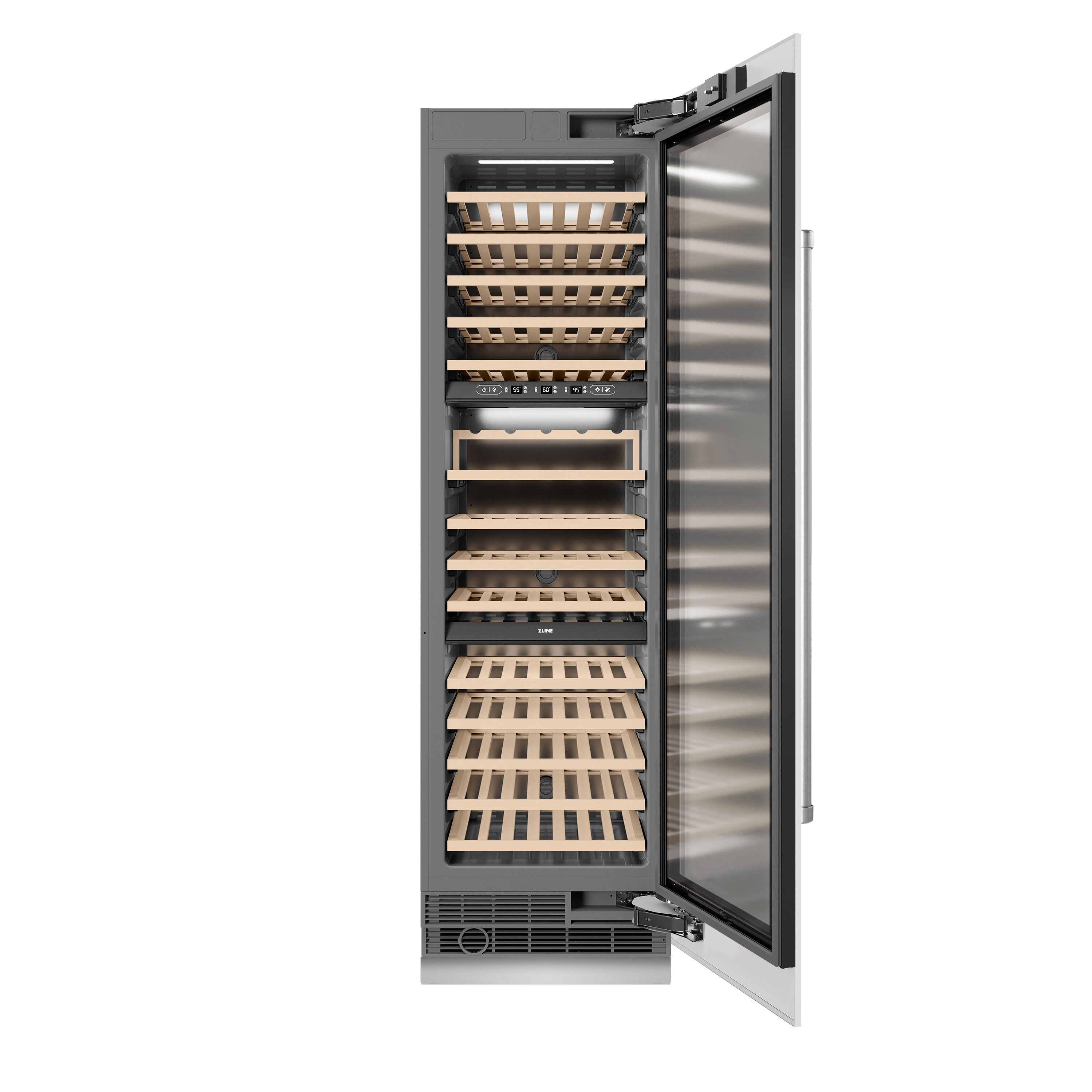 ZLINE 24" 12.4 cu. ft. Triple Zone 100 Bottle Column Wine Cooler in White Matte, RCWV-WM-24