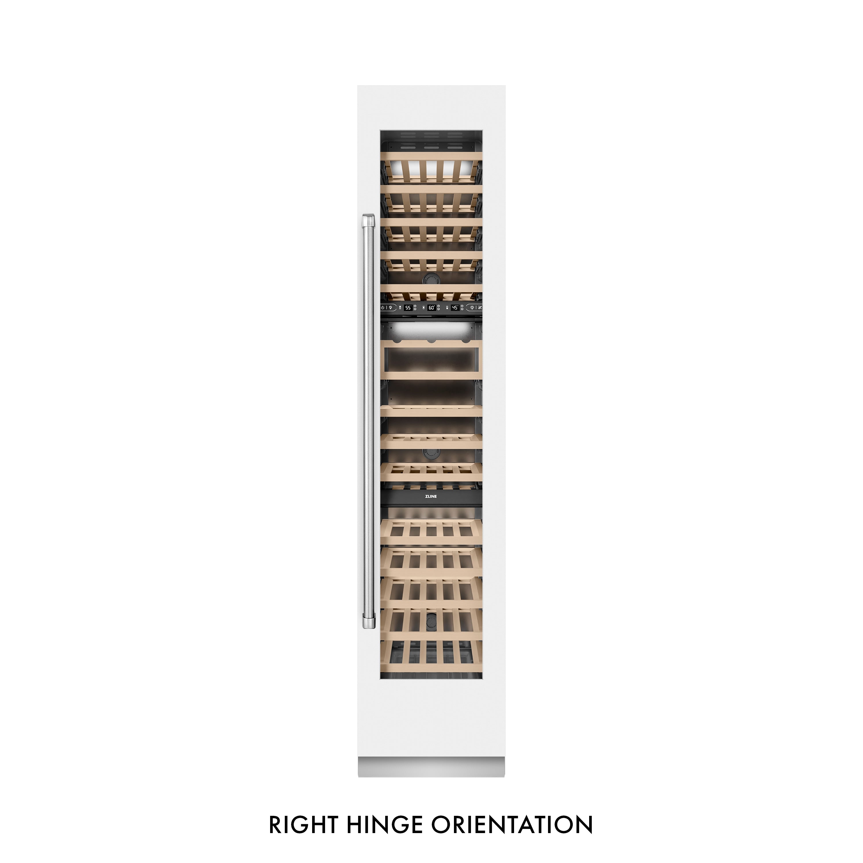 ZLINE 18" 9.0 cu. ft. Triple Zone 68 Bottle Right Hinge Column Wine Cooler in White Matte, RCWVR-WM-18