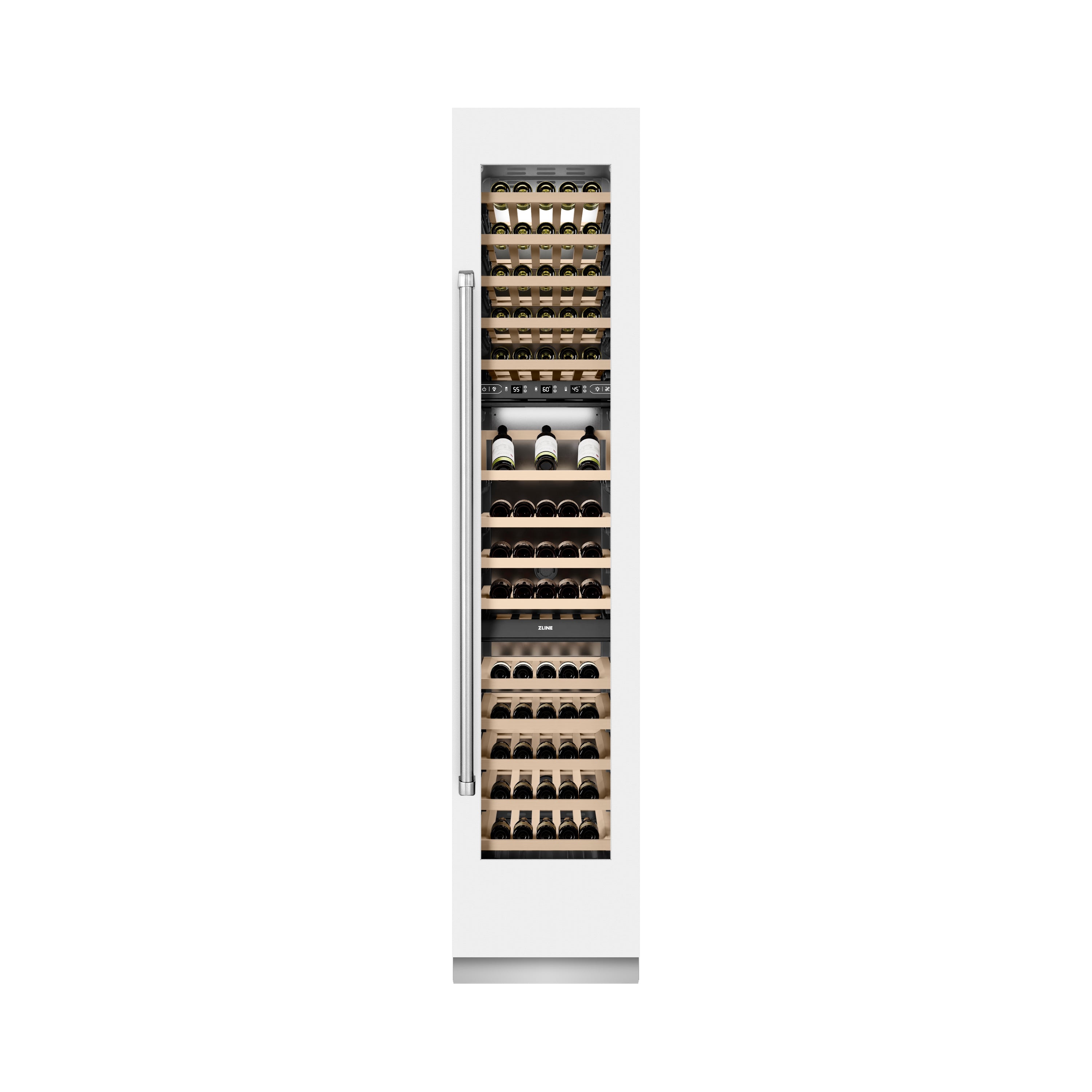 ZLINE 18" 9.0 cu. ft. Triple Zone 68 Bottle Right Hinge Column Wine Cooler in White Matte, RCWVR-WM-18