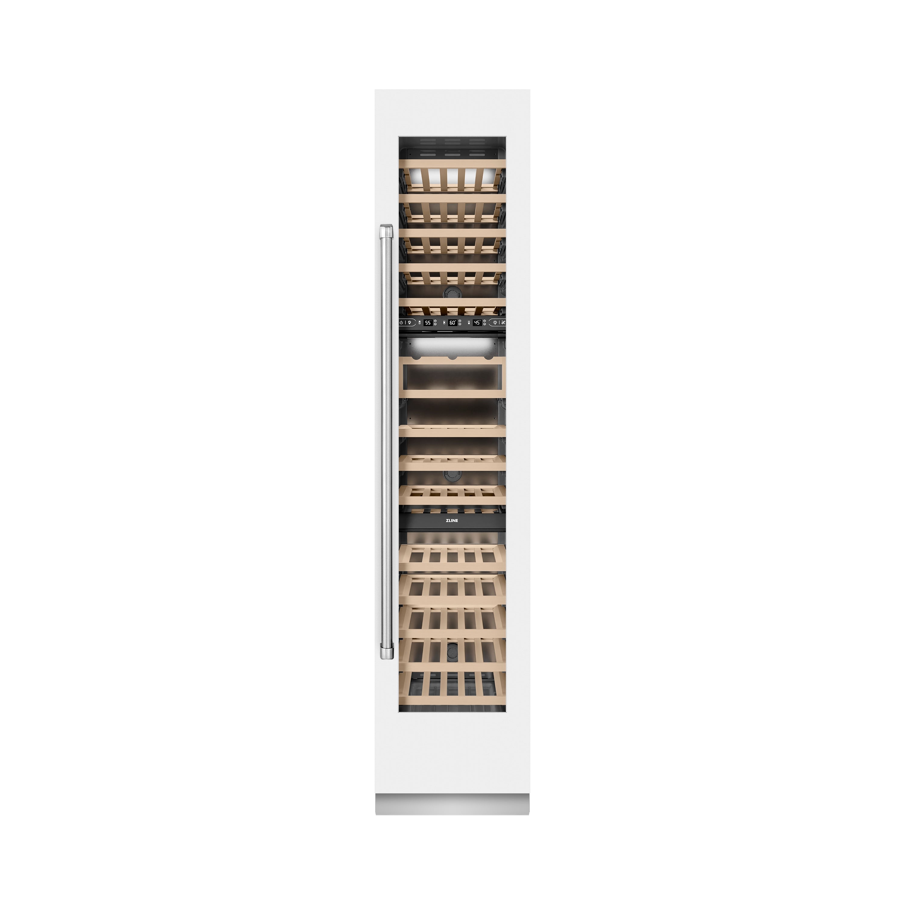 ZLINE 18" 9.0 cu. ft. Triple Zone 68 Bottle Right Hinge Column Wine Cooler in White Matte, RCWVR-WM-18