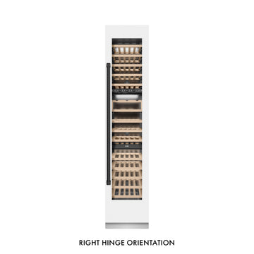 ZLINE Autograph 18" 9.0 cu. ft. Triple Zone 68 Bottle Right Hinge Column Wine Cooler in White Matte with Matte Black Accents, RCWVRZ-WM-18-MB