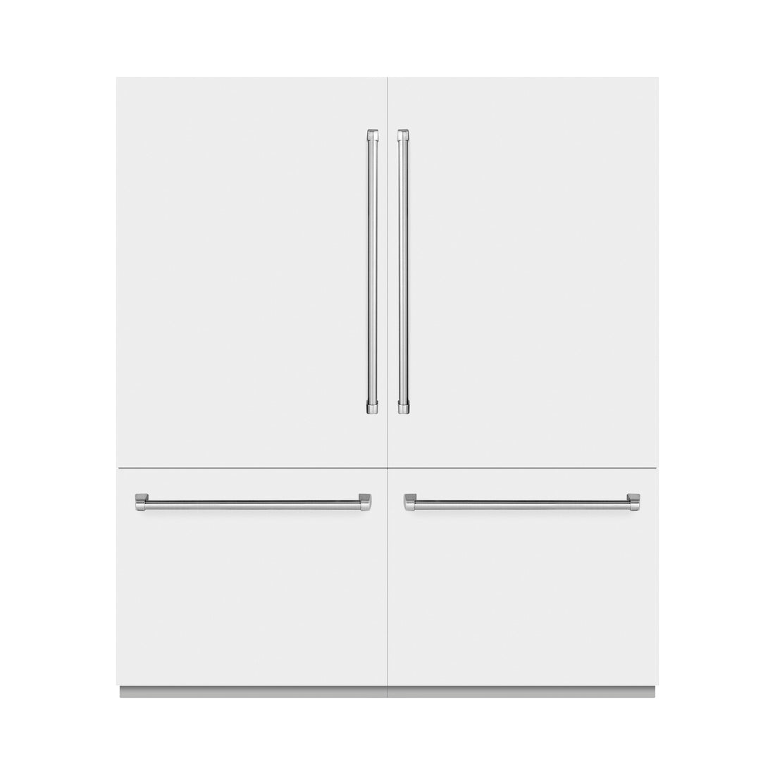 ZLINE 72 in French Door Built-In Bottom Freezer Refrigerator 39.6 Cu. Ft. Dual Ice Makers Water Dispensers White Matte Graphite Gray Interior (GRBIT-WM-72)