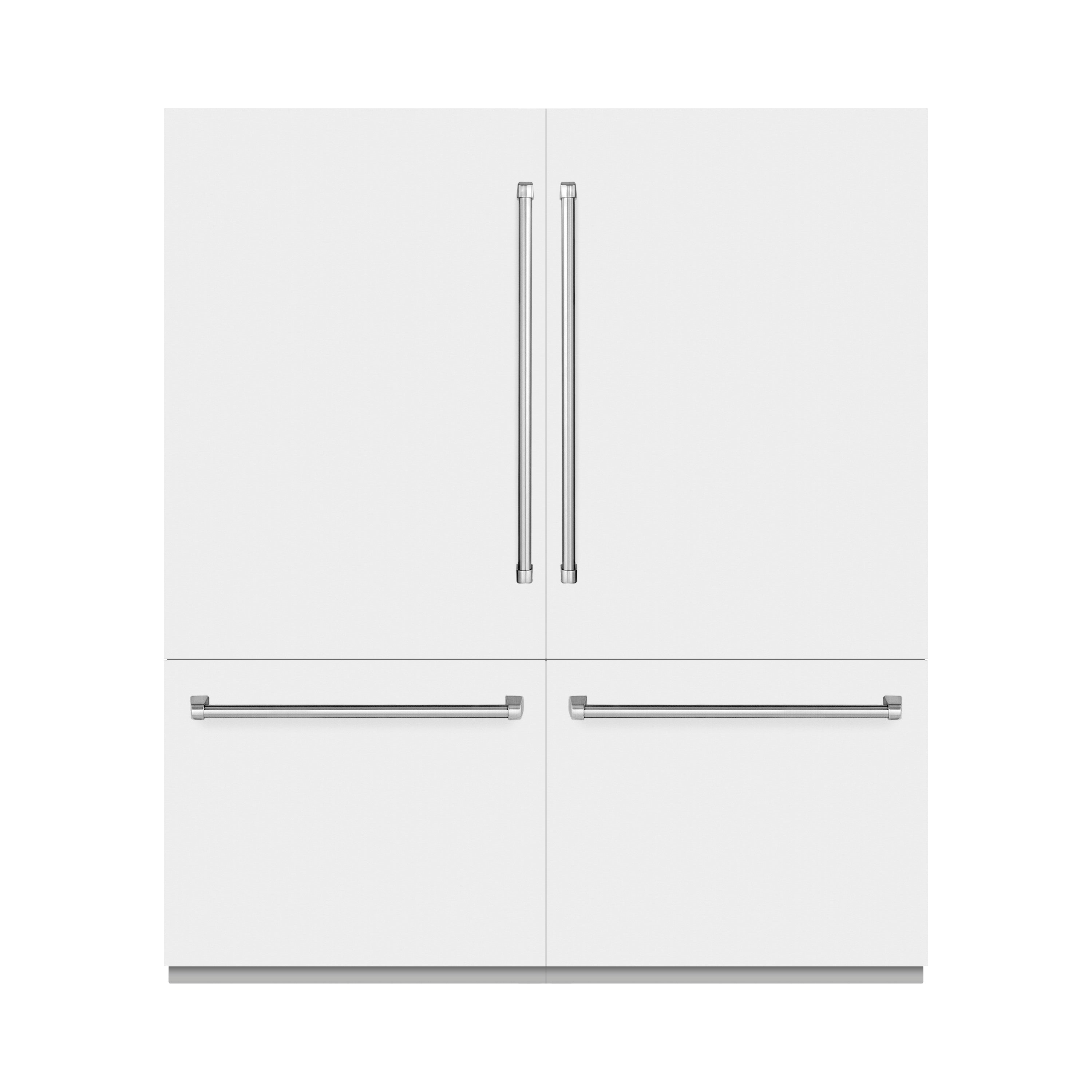 ZLINE 72 in French Door Built-In Bottom Freezer Refrigerator 39.6 Cu. Ft. Dual Ice Makers Water Dispensers White Matte Graphite Gray Interior (GRBIT-WM-72)