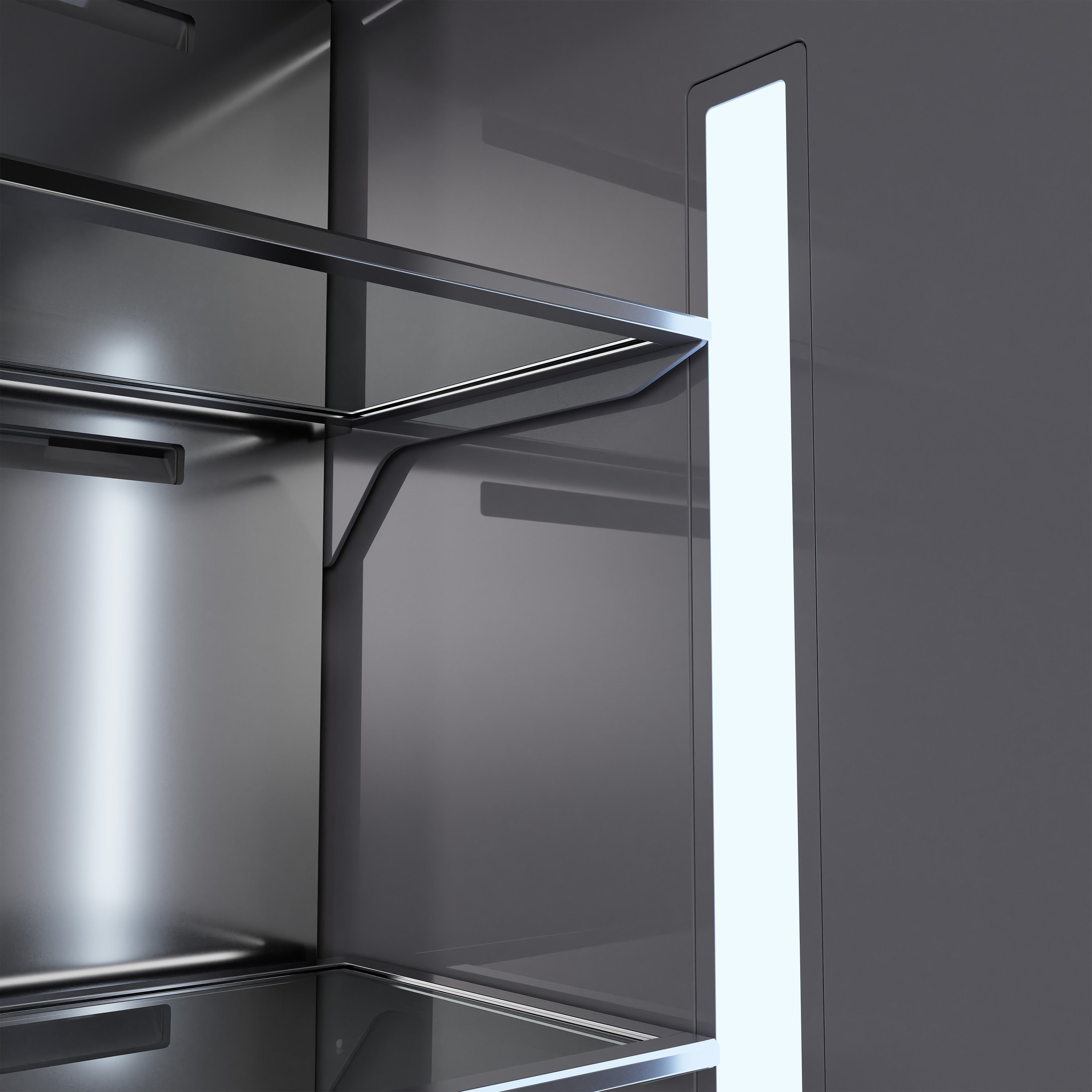 ZLINE 36 in. French Door Built-In Bottom Freezer Refrigerator 19.6 Cu. Ft. Water Dispenser Ice Maker White Matte Graphite Gray Interior (GRBIV-WM-36)